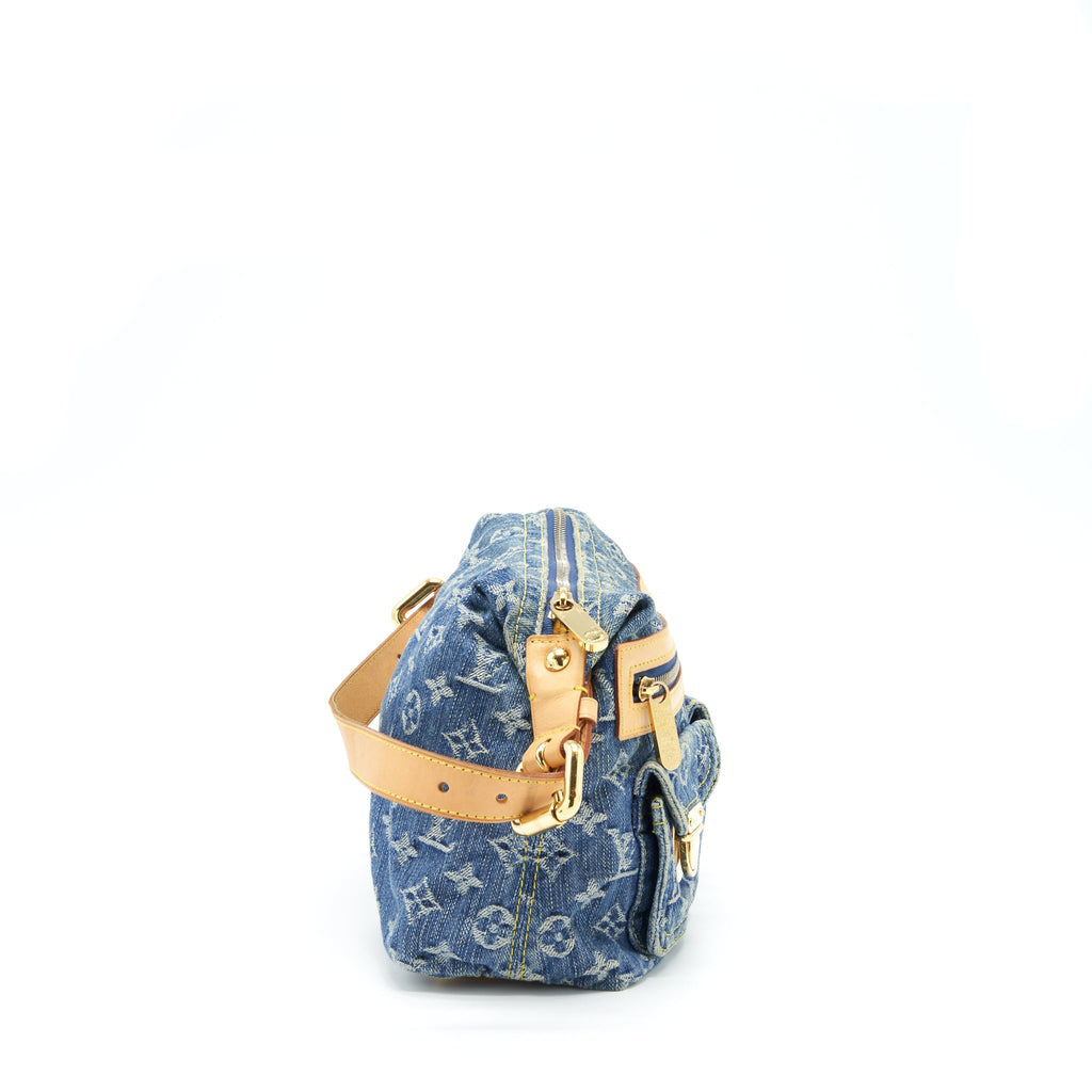 LOUIS VUITTON VINTAGE DENIM CROSSBODY BAG WITH AN EXTRA STRAP GHW
