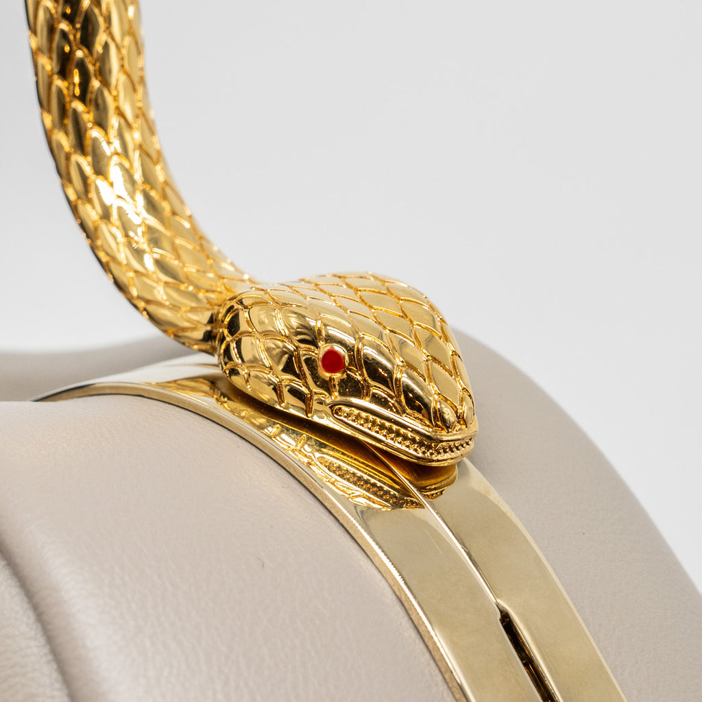 BVLGARI SERPENTINE TOP HANDLE BAG SMOOTH CALFSKIN GREY GHW