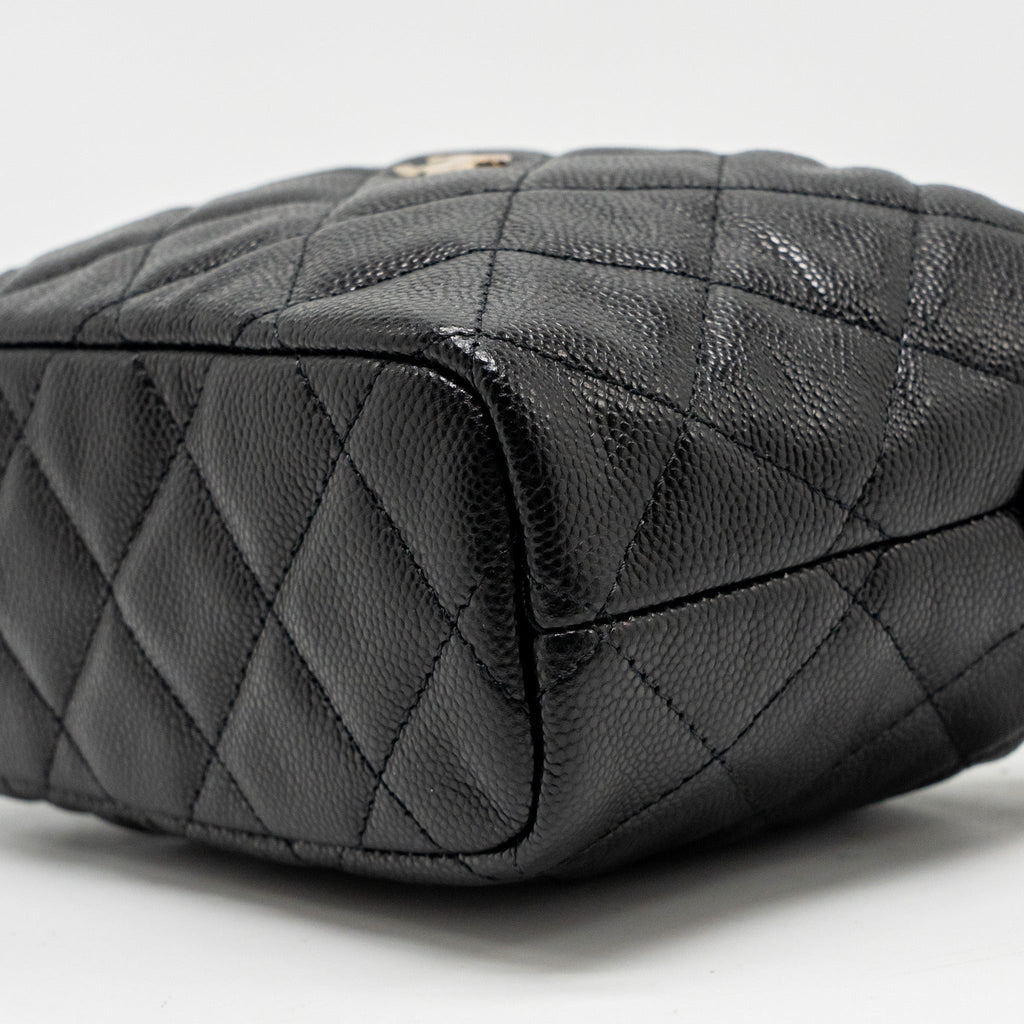 CHANEL QUILTED HOBO BAG CAVIAR BLACK GHW (MICROCHIP)