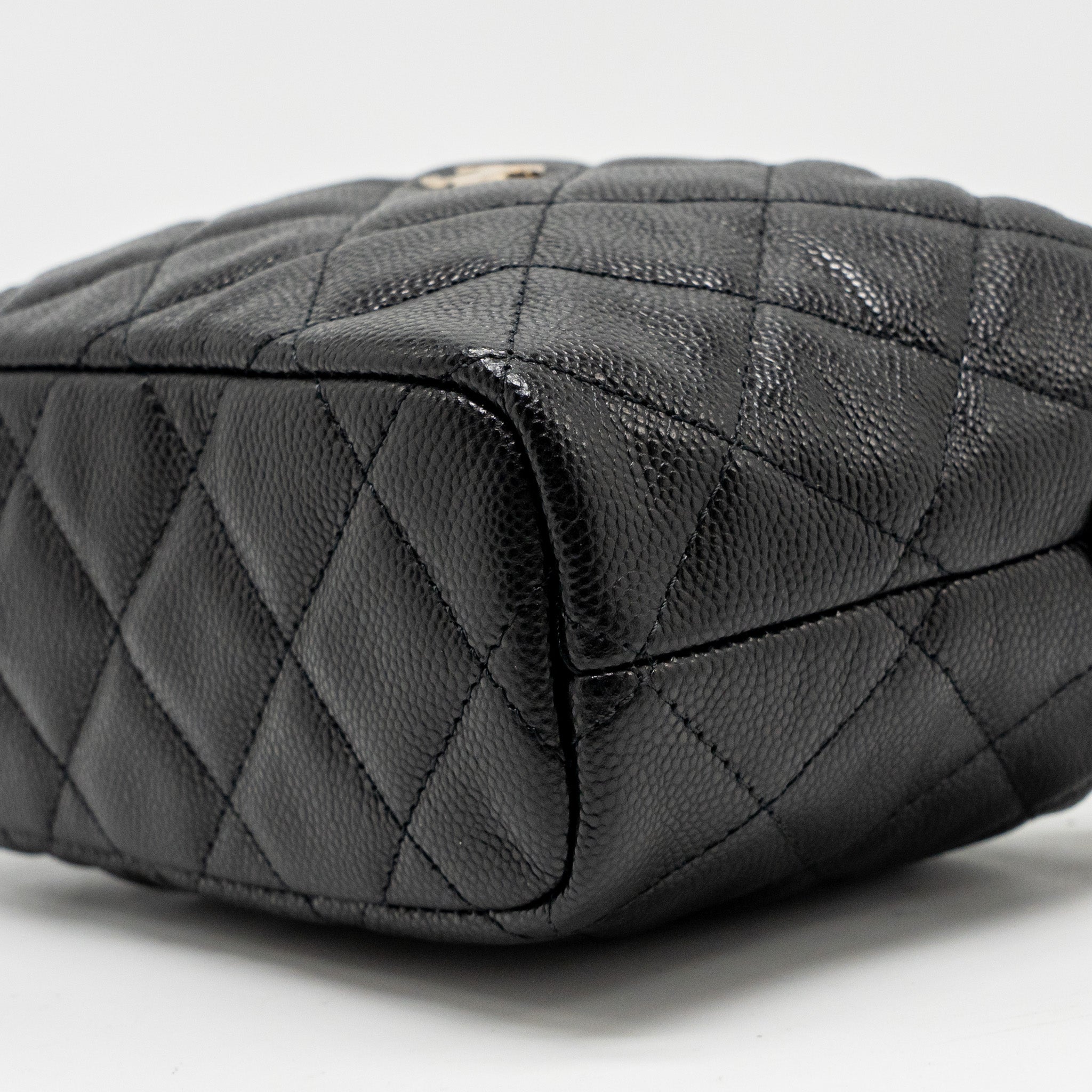 CHANEL QUILTED HOBO BAG CAVIAR BLACK GHW (MICROCHIP)