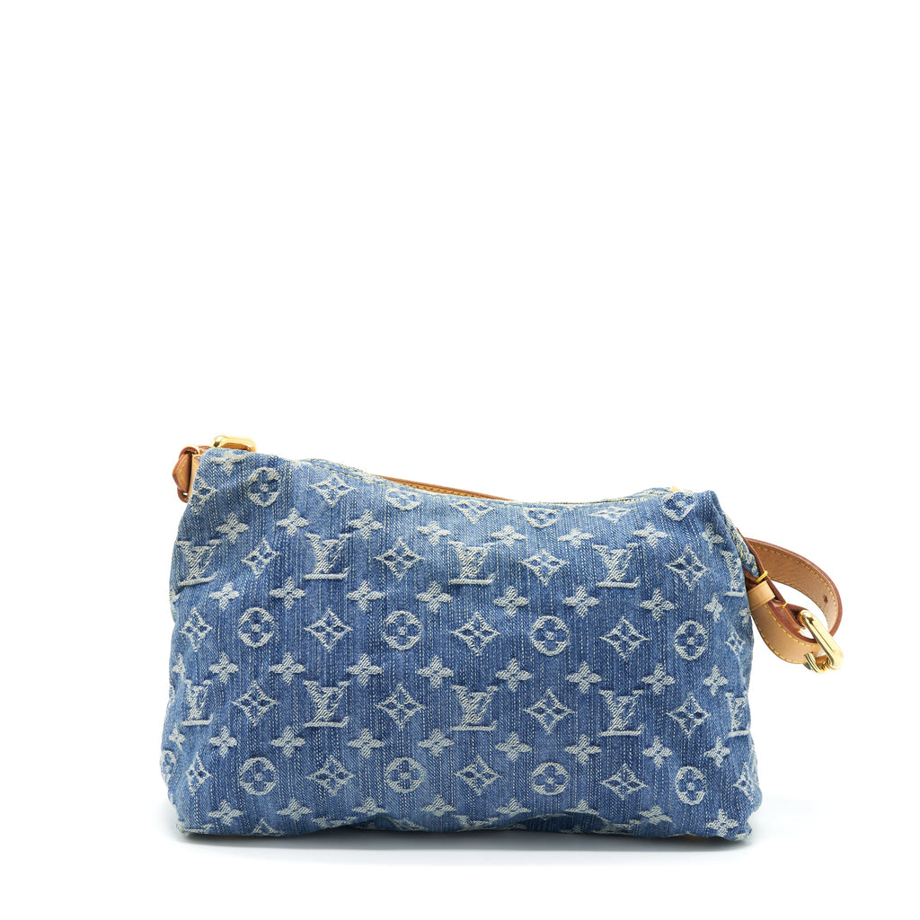 LOUIS VUITTON VINTAGE DENIM CROSSBODY BAG WITH AN EXTRA STRAP GHW