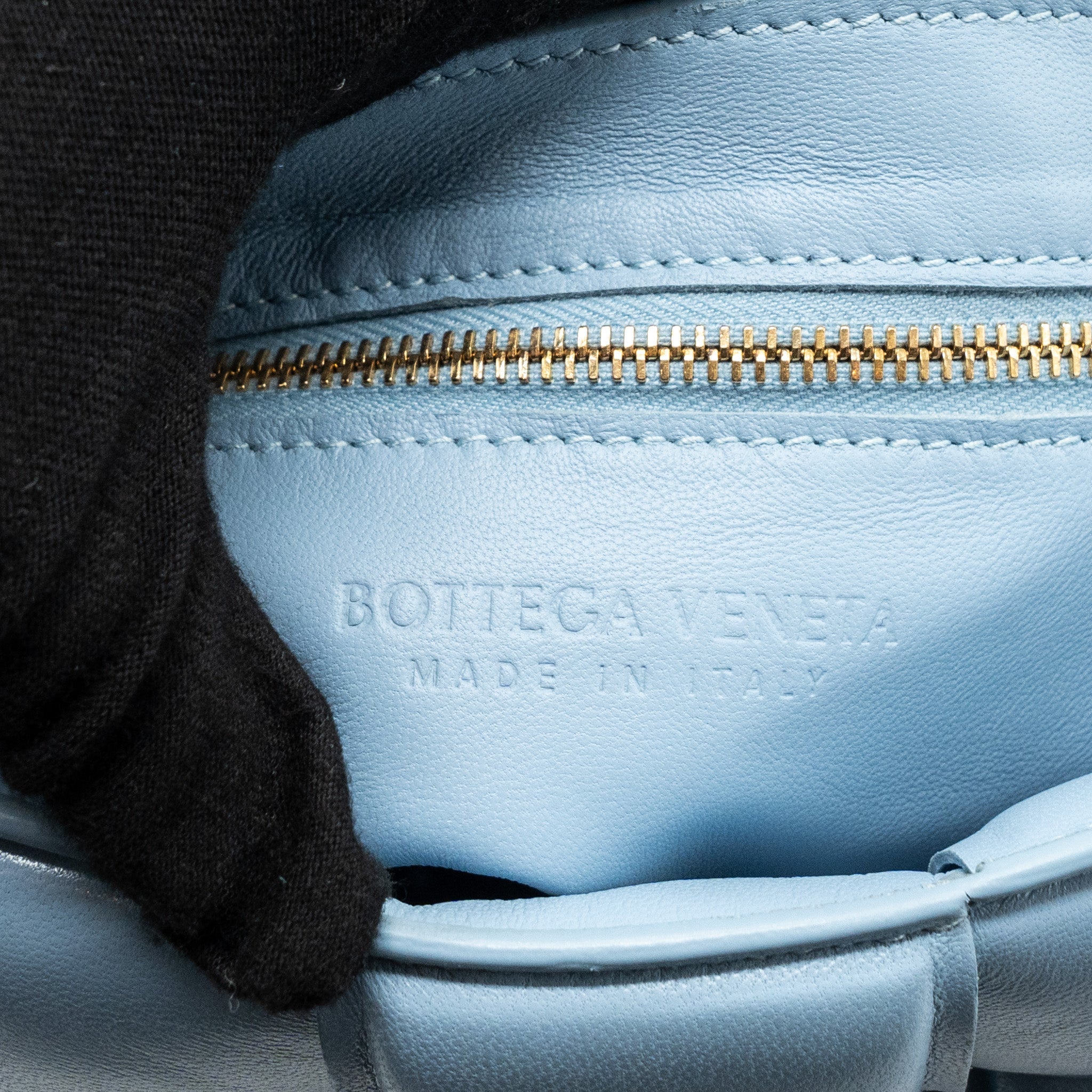 BOTTEGA VENETA PADDED CASSETTE BAG LAMBSKIN LIGHT BLUE GHW