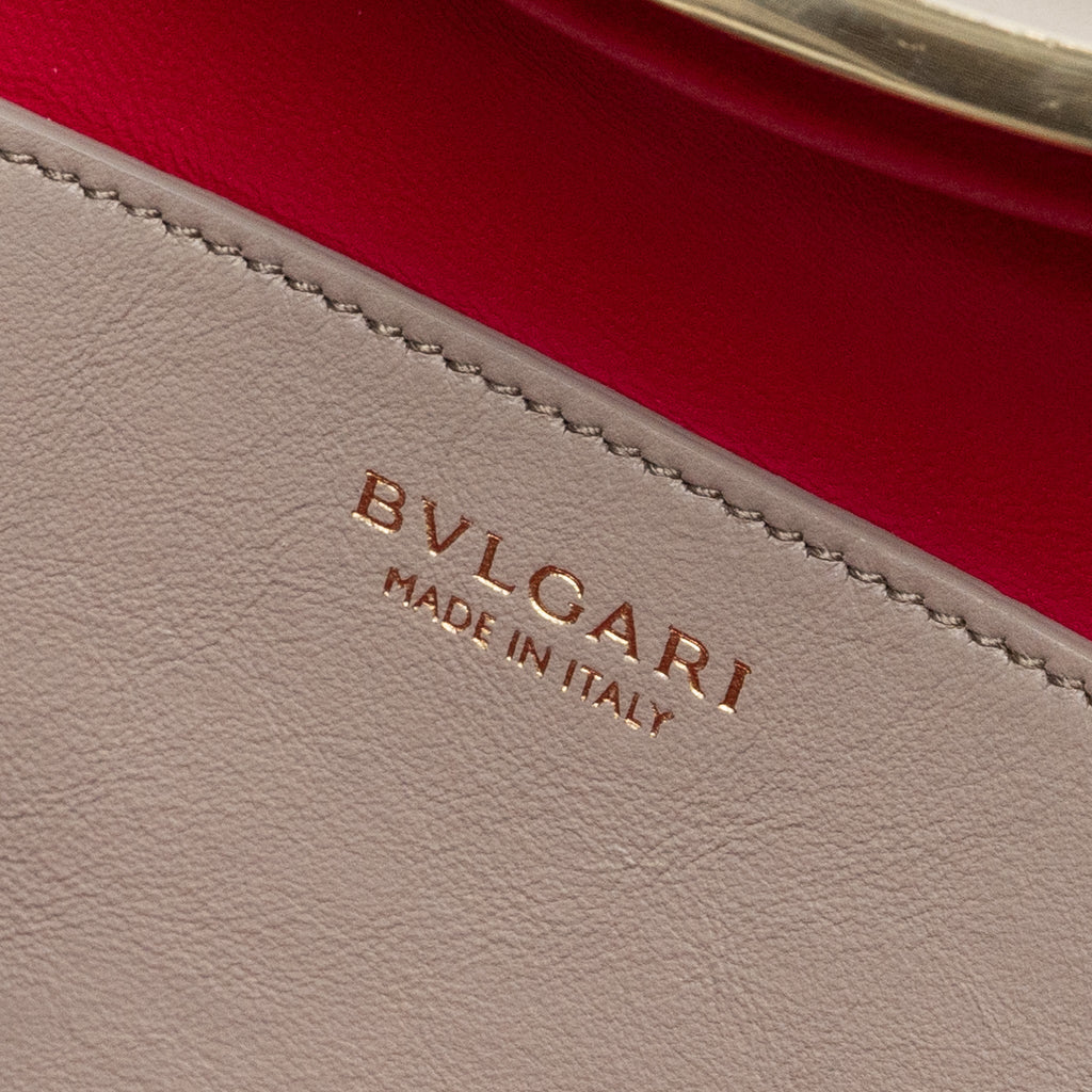 BVLGARI SERPENTINE TOP HANDLE BAG SMOOTH CALFSKIN GREY GHW