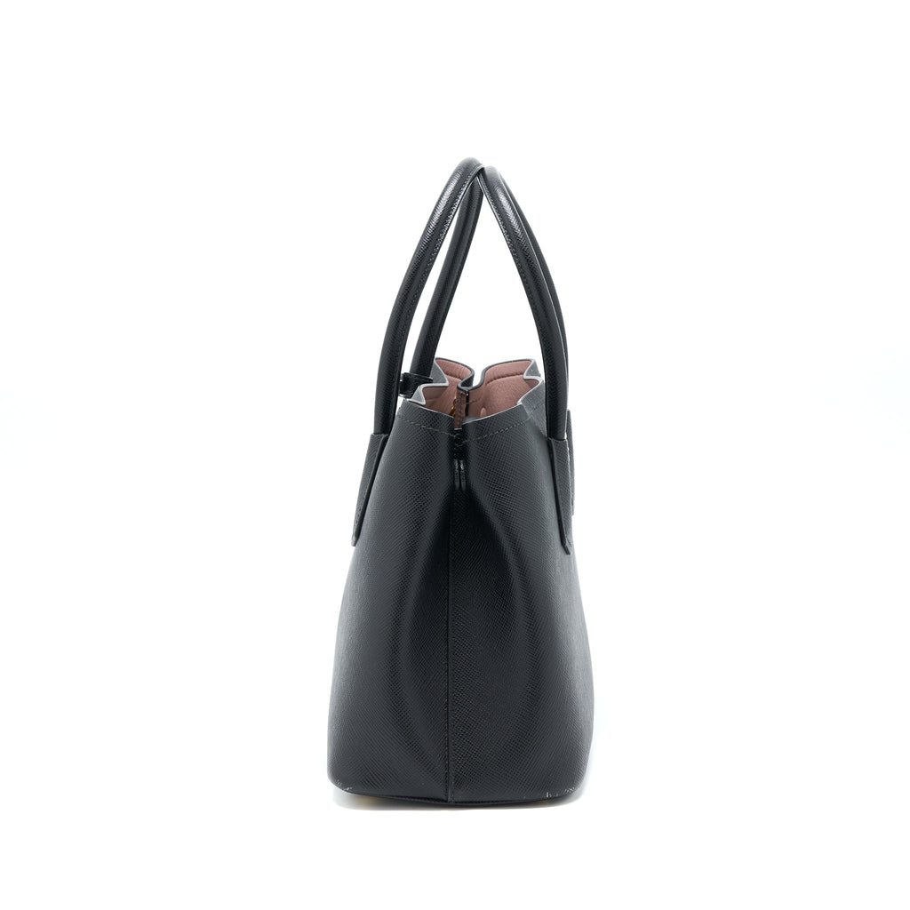 PRADA SAFFIANO DOUBLE BAG CALFSKIN BLACK GHW