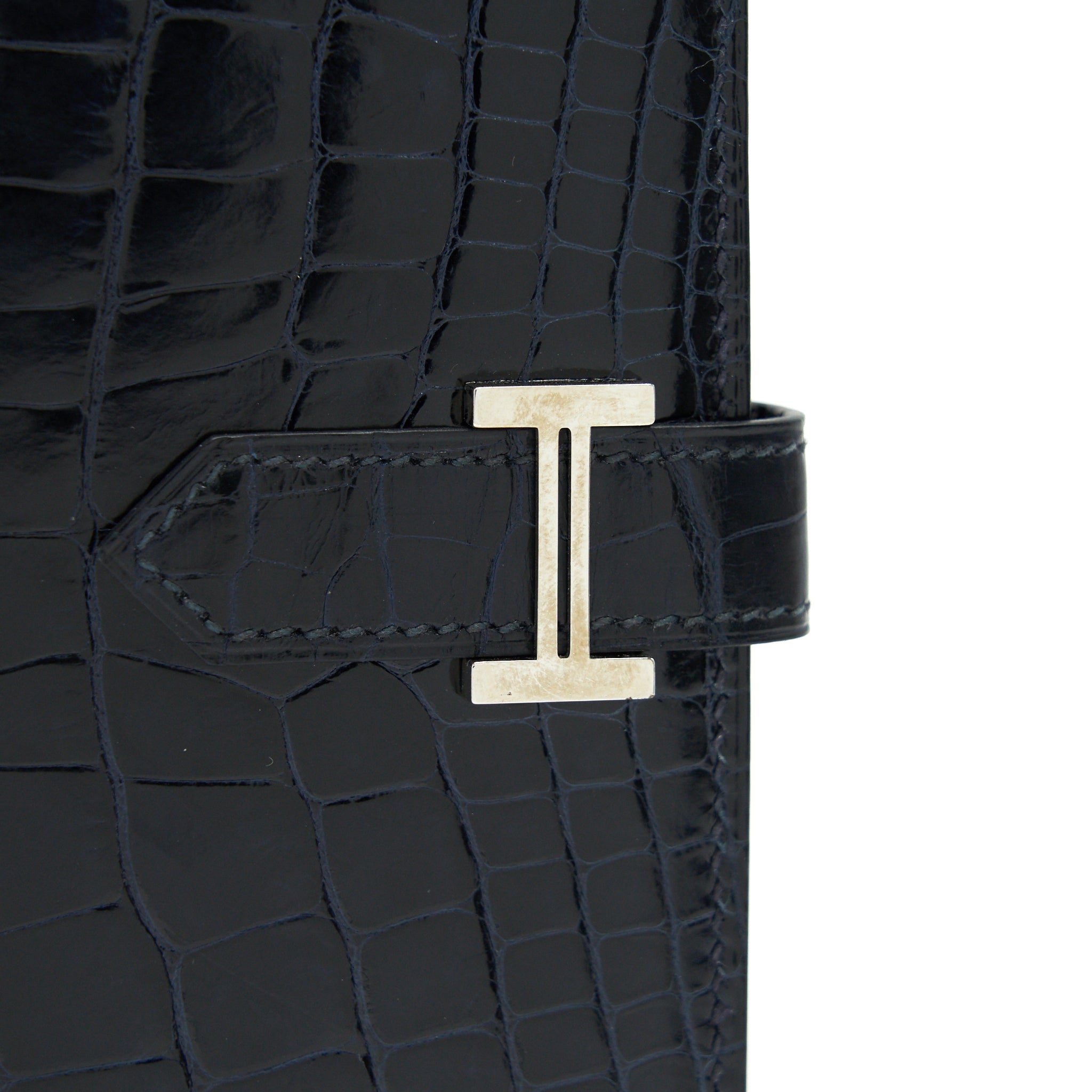 HERMES ALLIGATOR BEARN WALLET BLUE MARINE SHW