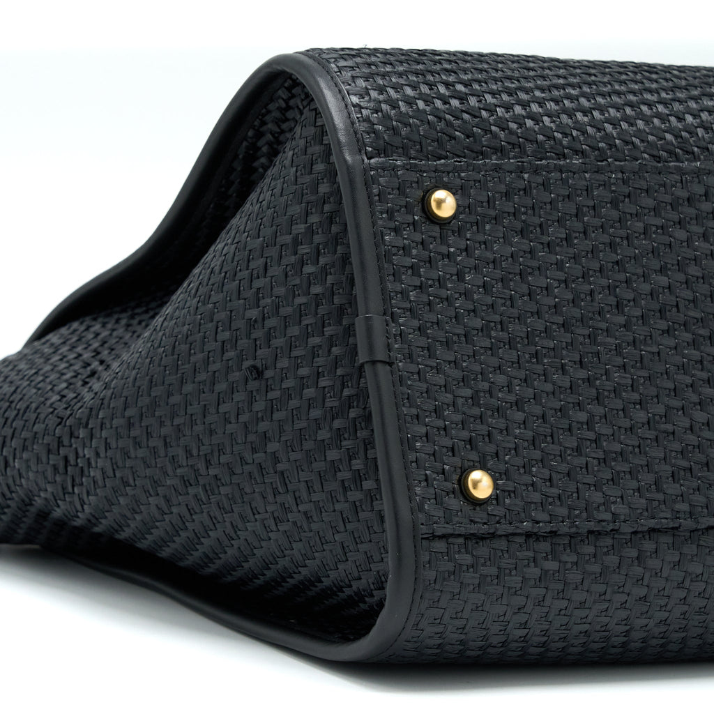 CHANEL BLACK RAFFIA DEAUVILLE TOTE BAG GHW