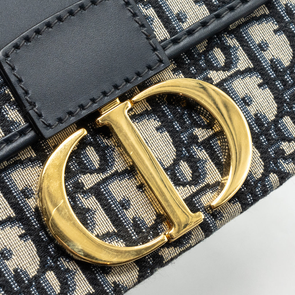DIOR MINI 30 MONTAIGNE BOX BAG CANVAS / CALFSKIN BLUE OBLIQUE JACQUARD GHW