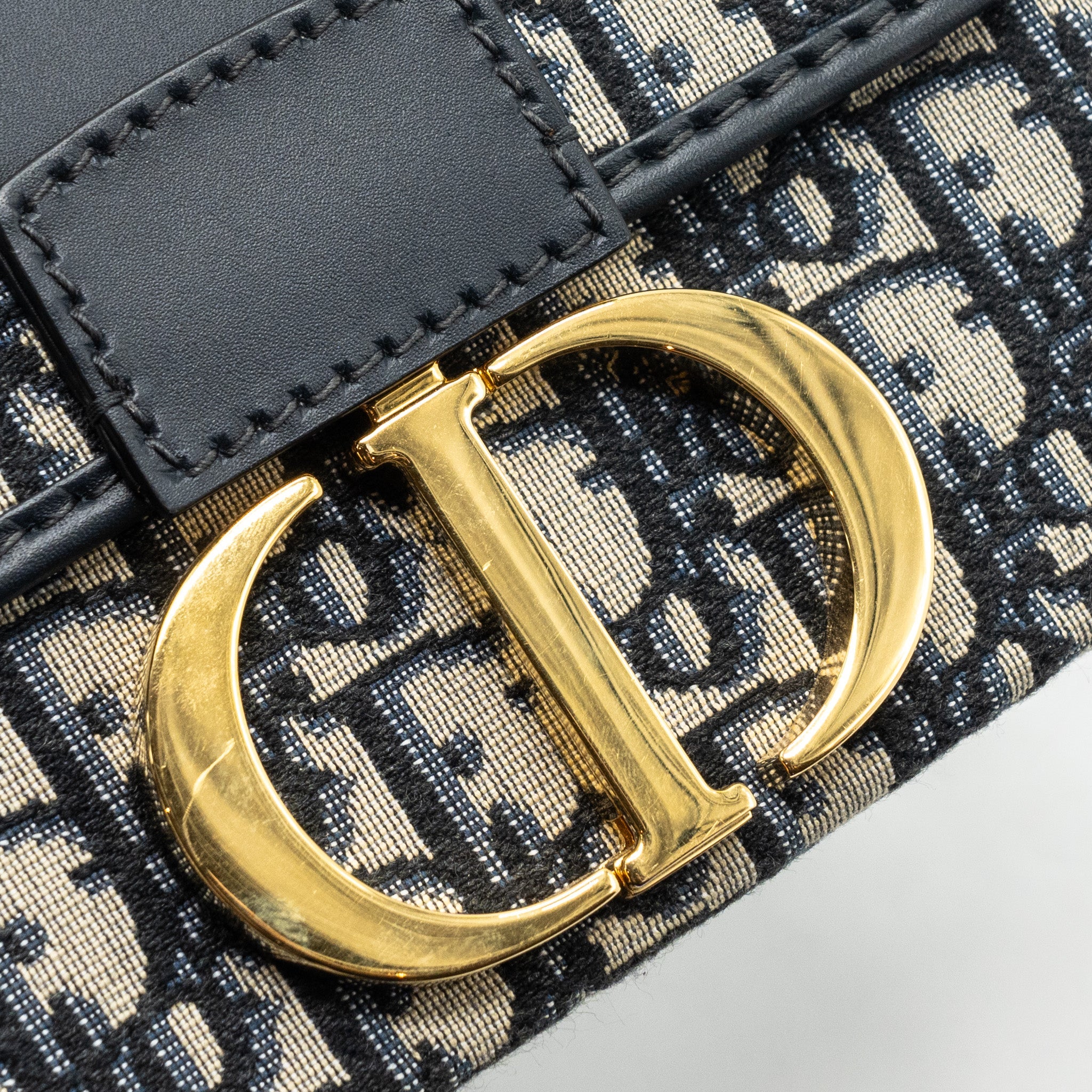 DIOR MINI 30 MONTAIGNE BOX BAG CANVAS / CALFSKIN BLUE OBLIQUE JACQUARD GHW