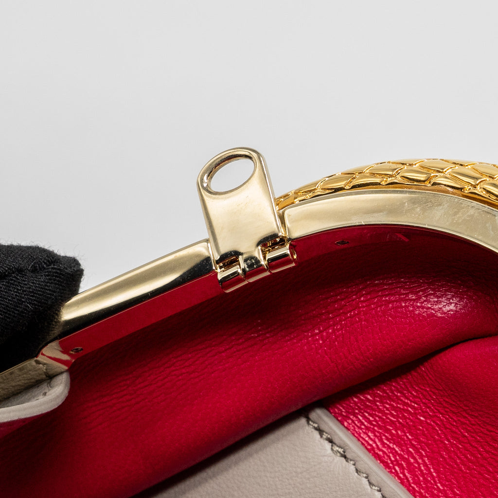 BVLGARI SERPENTINE TOP HANDLE BAG SMOOTH CALFSKIN GREY GHW