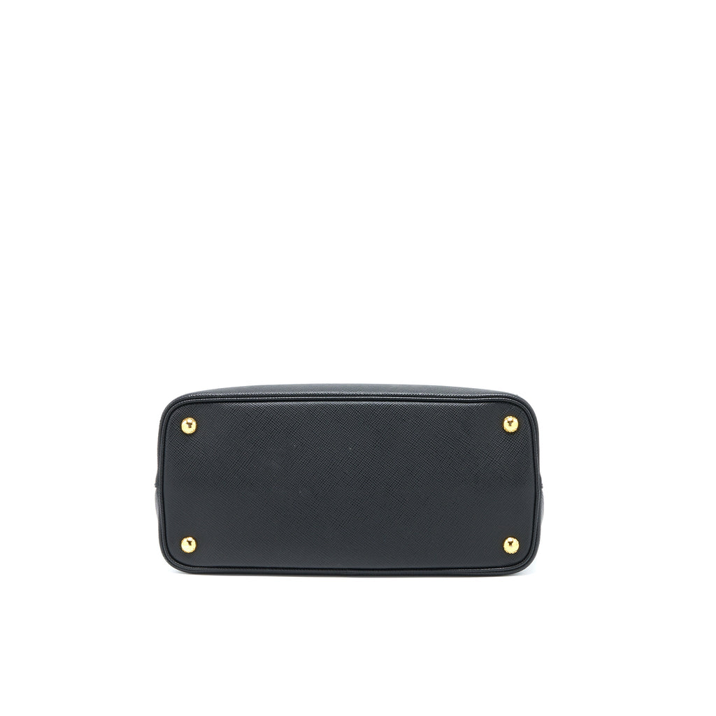 PRADA SAFFIANO DOUBLE BAG CALFSKIN BLACK GHW