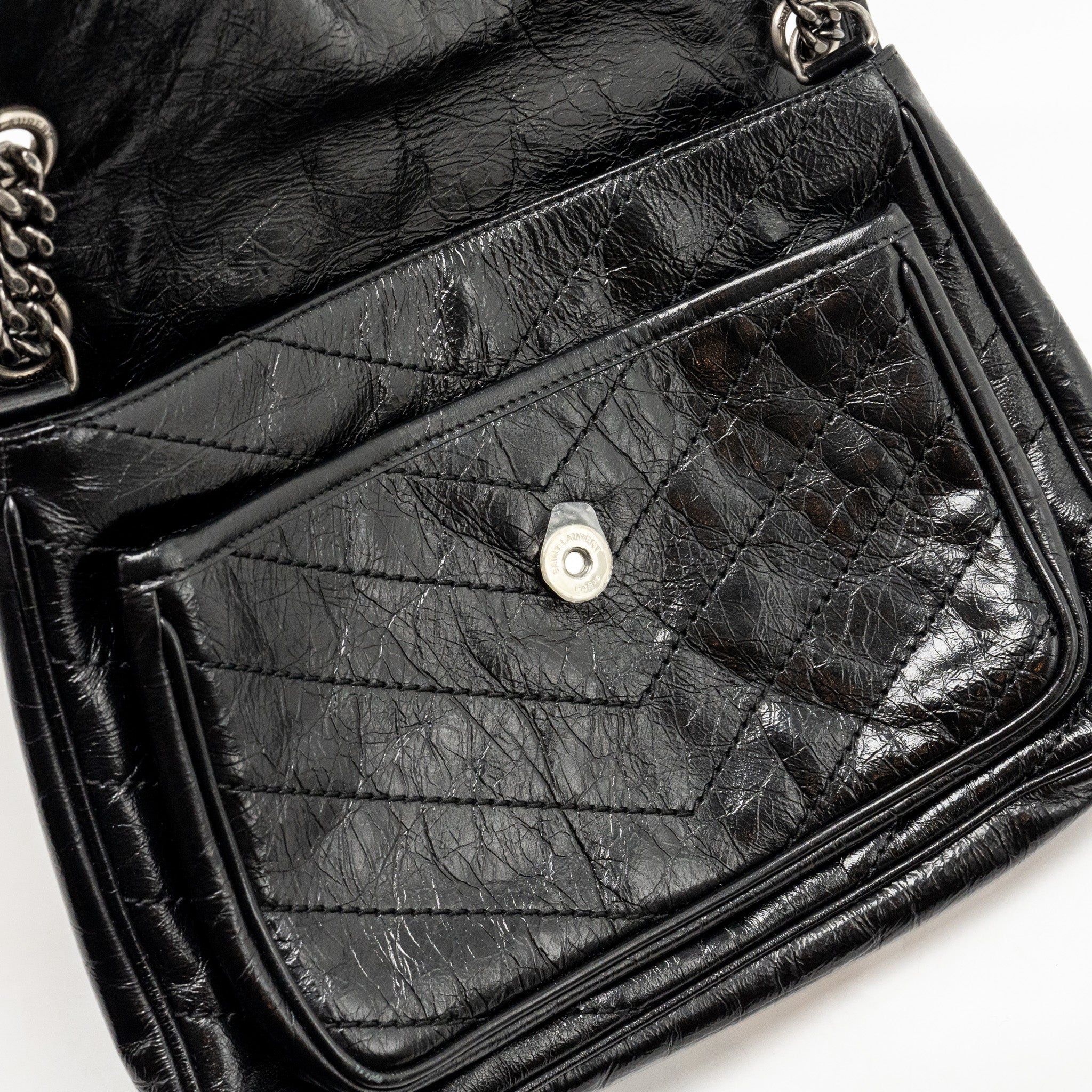 SAINT LAURENT/YSL MEDIUM NIKI BAG VINTAGE CALFSKIN BLACK SHW