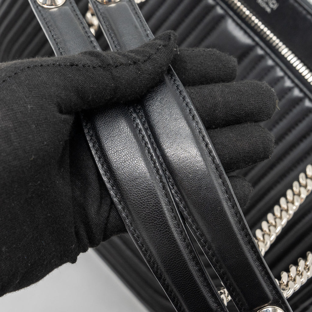 FENDI DOCTOM CHAIN SHOULDER BAG LEATHER BLACK SHW