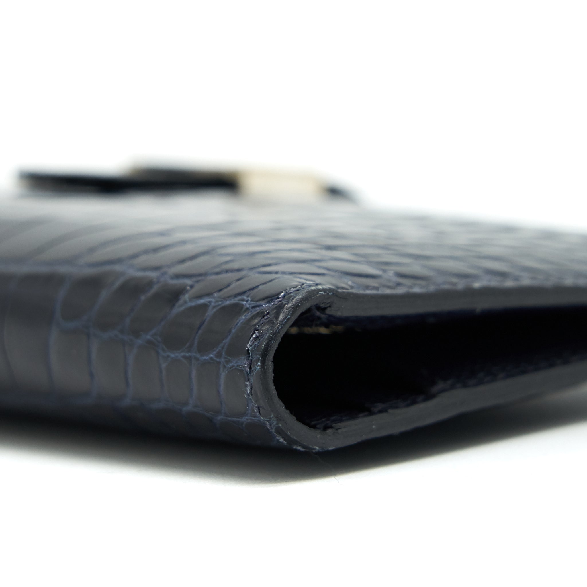 HERMES ALLIGATOR BEARN WALLET BLUE MARINE SHW