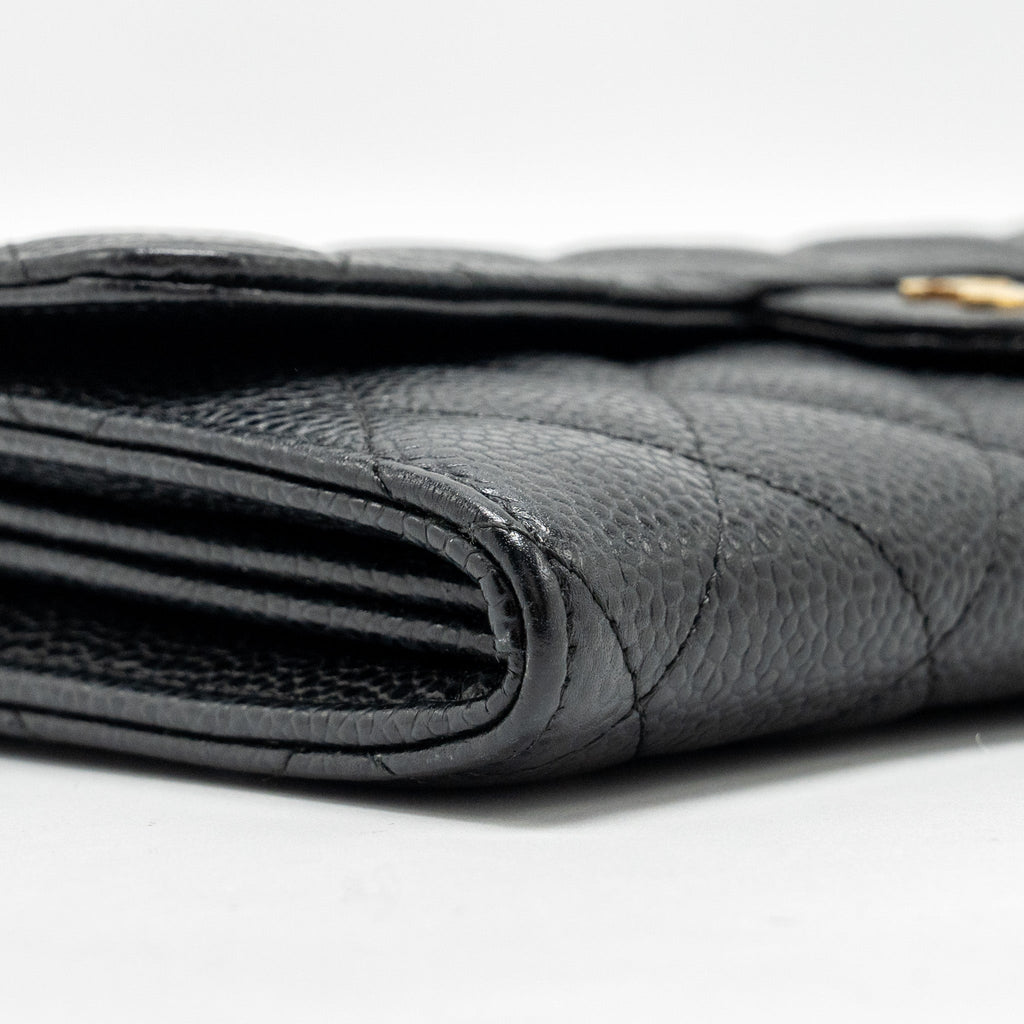 CHANEL CLASSIC FLAP LONG WALLET CAVIAR BLACK GHW