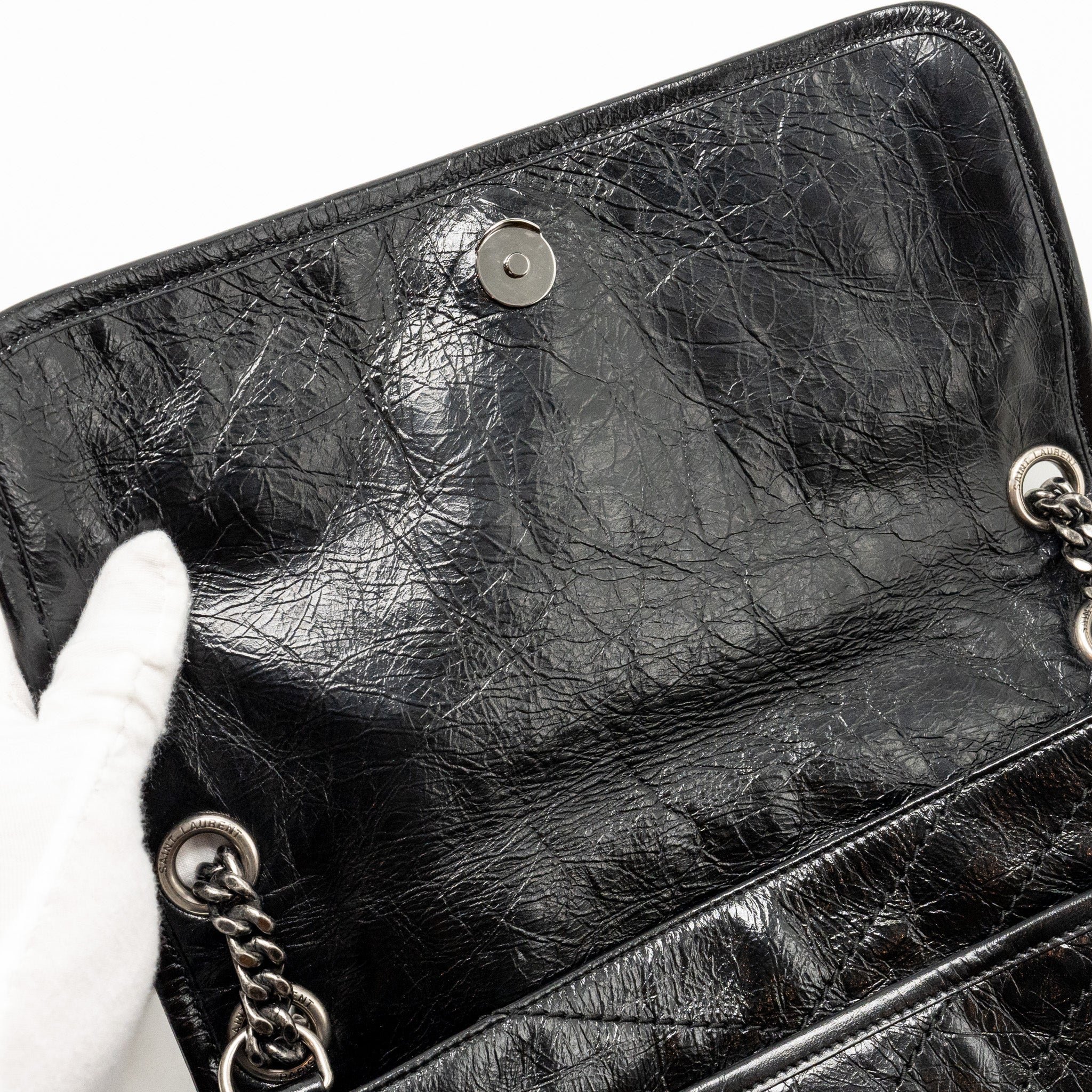 SAINT LAURENT/YSL MEDIUM NIKI BAG VINTAGE CALFSKIN BLACK SHW