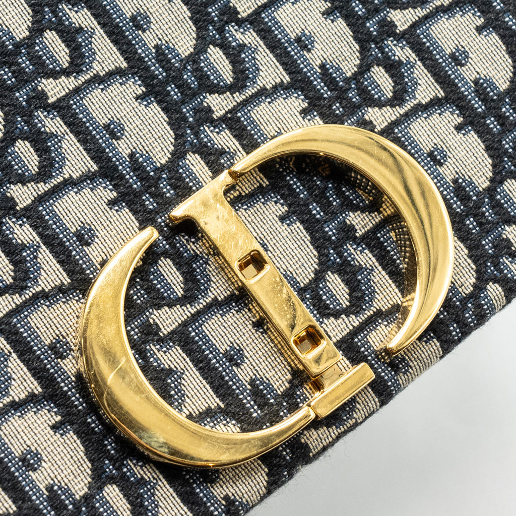 DIOR MINI 30 MONTAIGNE BOX BAG CANVAS / CALFSKIN BLUE OBLIQUE JACQUARD GHW