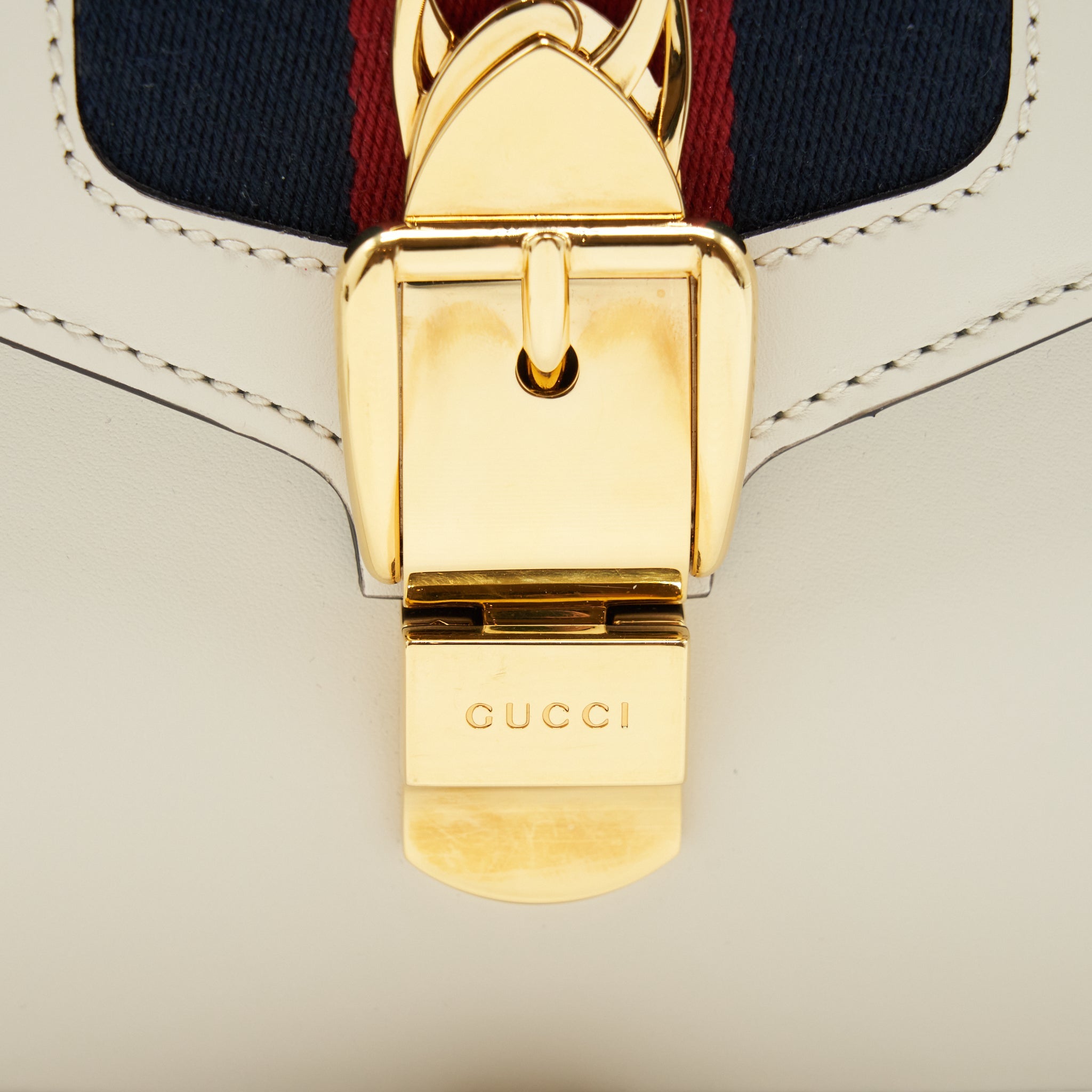 GUCCI MINI TOP HANDLE SYLVIE BAG WHITE GHW