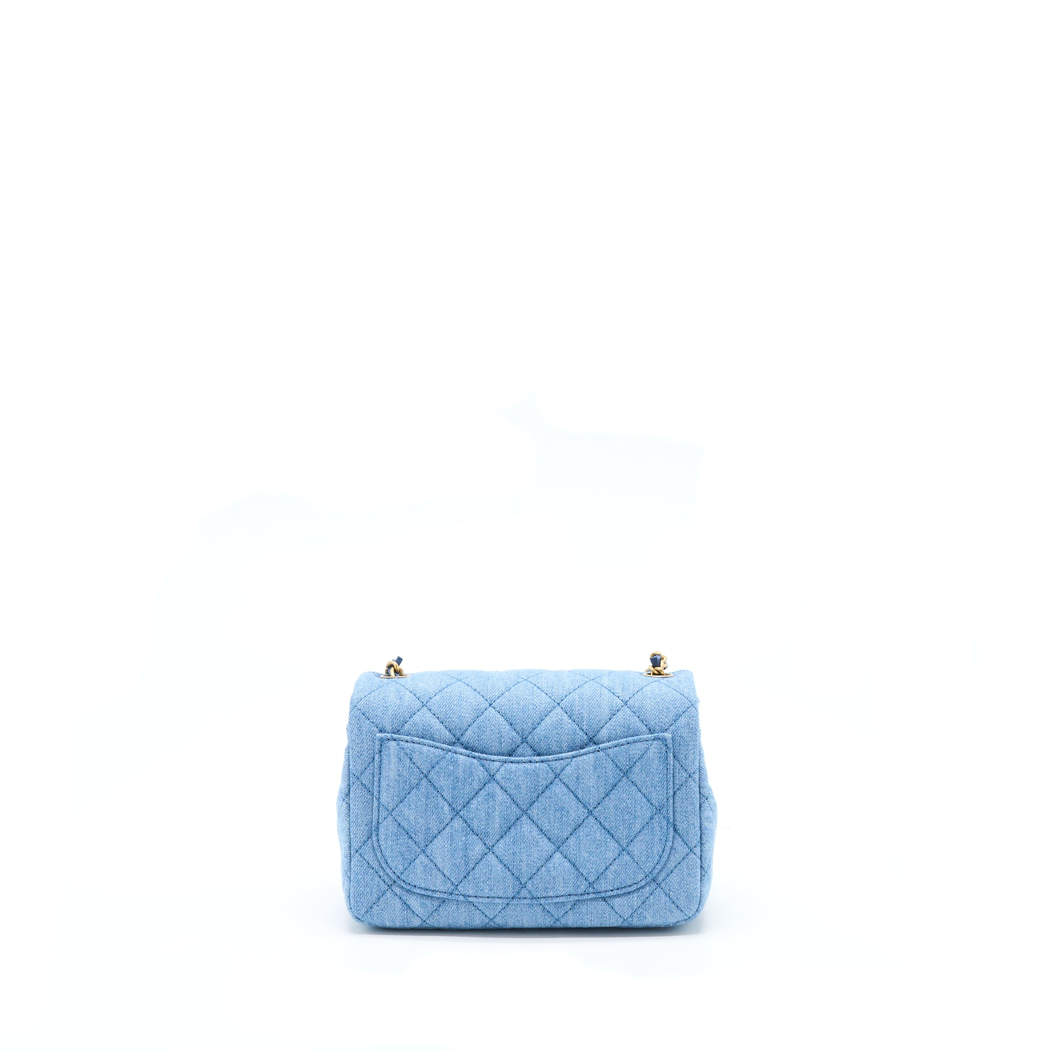 CHANEL 22C DENIM PEARL CRUSH MINI SQUARE FLAP BAG GHW(MICROCHIP)