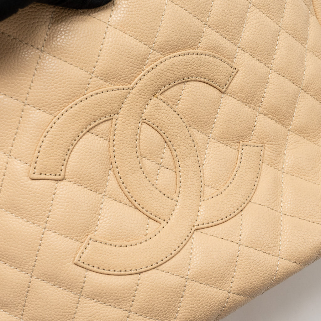 CHANEL GRAND SHOPPING TOTE BAG CAVIAR BEIGE SHW