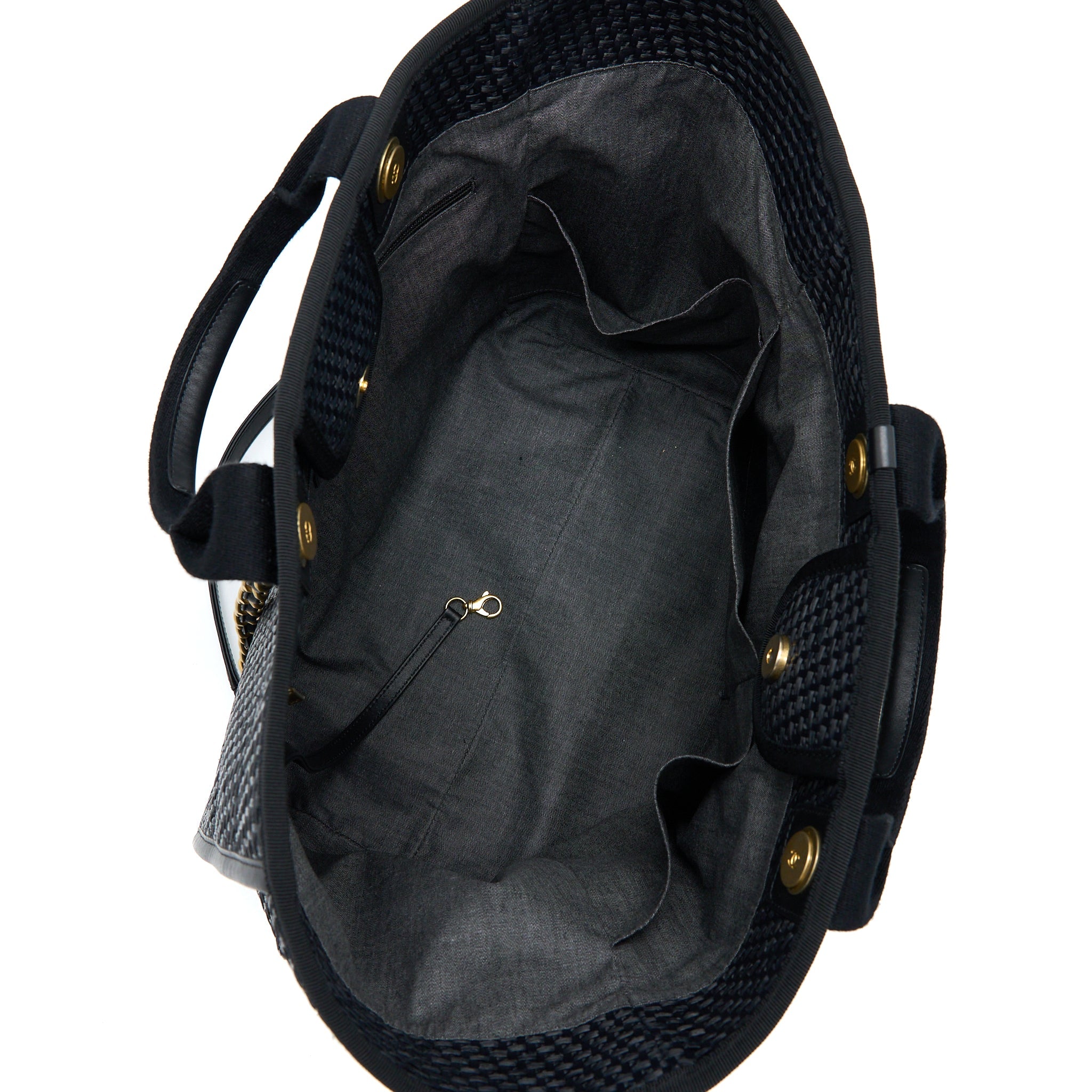 CHANEL BLACK RAFFIA DEAUVILLE TOTE BAG GHW