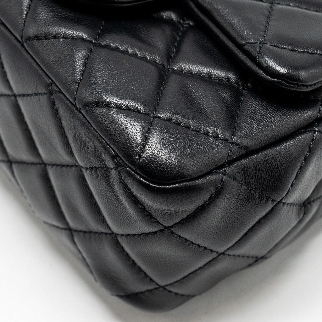 CHANEL PEARL CRUSH MINI SQUARE FLAP BAG LAMBSKIN BLACK GHW (MICROCHIP)