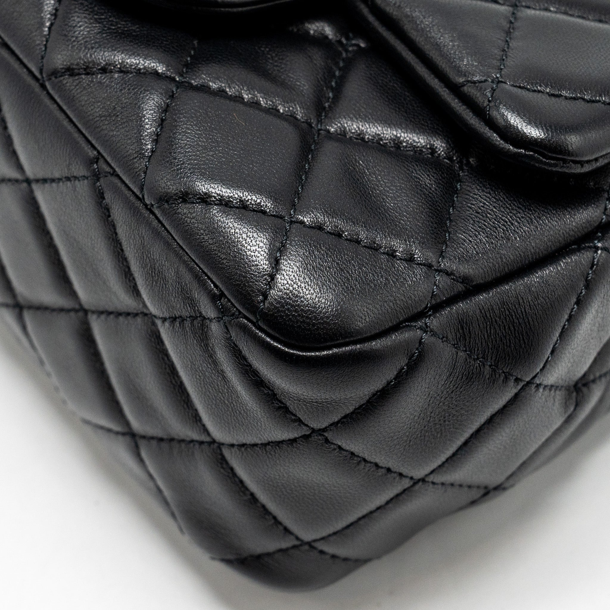 CHANEL PEARL CRUSH MINI SQUARE FLAP BAG LAMBSKIN BLACK GHW (MICROCHIP)