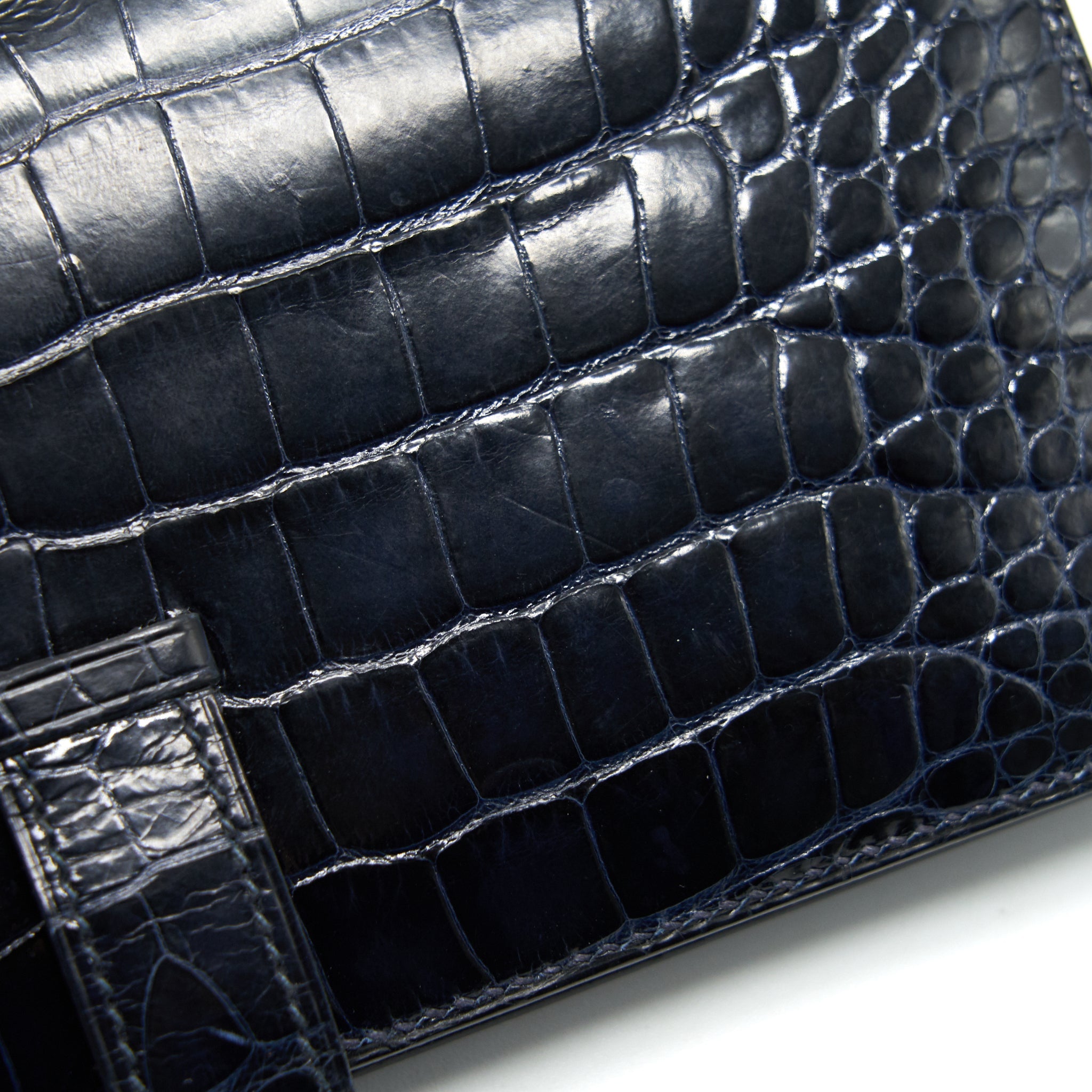 HERMES ALLIGATOR BEARN WALLET BLUE MARINE SHW