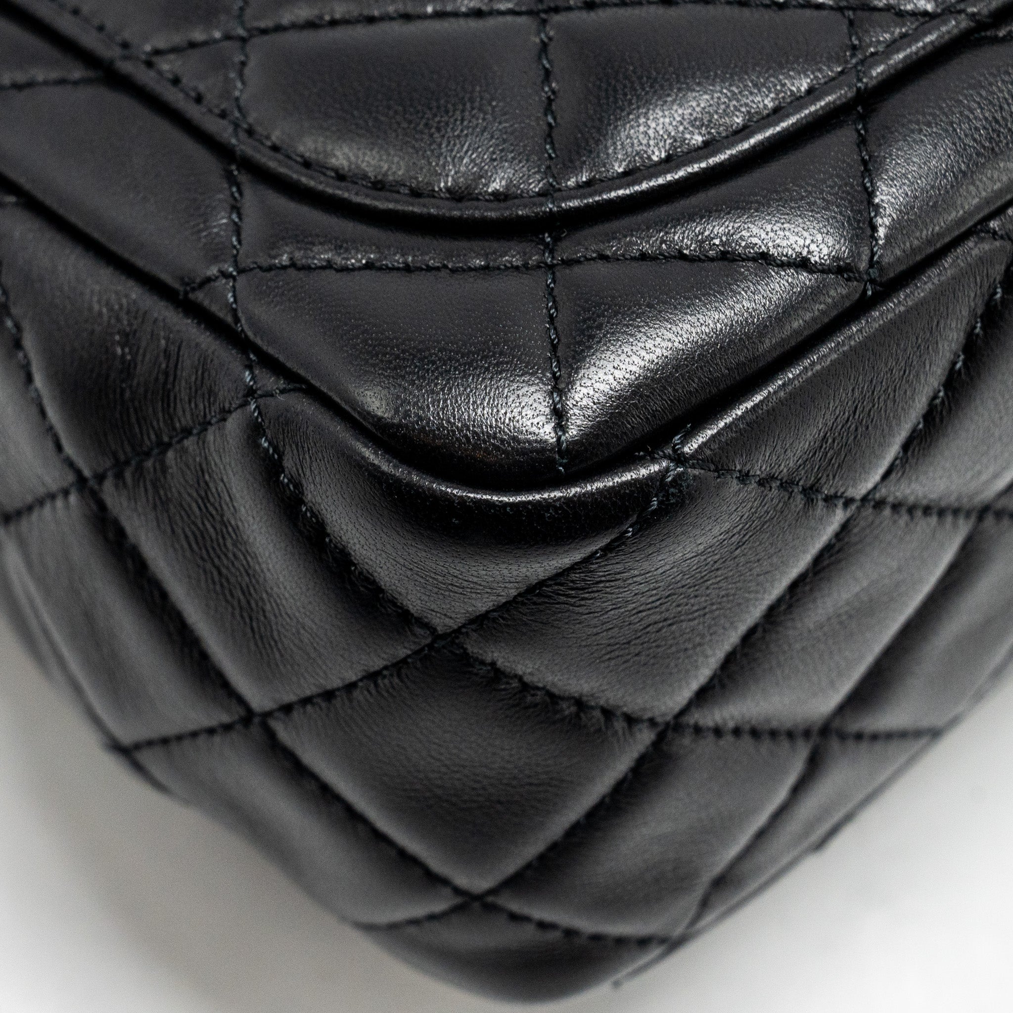 CHANEL PEARL CRUSH MINI SQUARE FLAP BAG LAMBSKIN BLACK GHW (MICROCHIP)