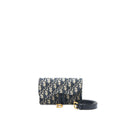 DIOR SADDLE BELT POUCH BLUE OBLIQUE JACQUARD BRUSHED GHW