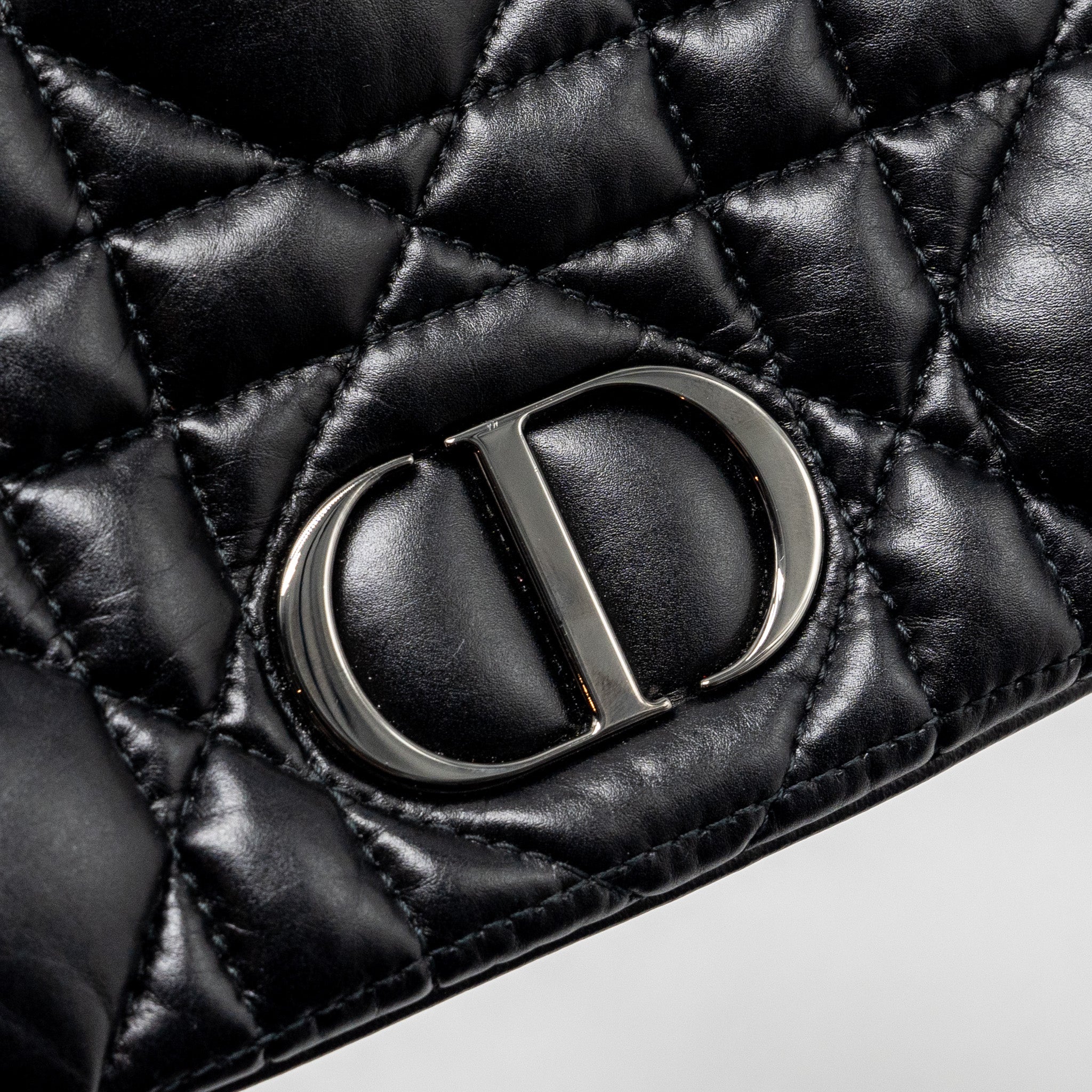 DIOR MINI CARO FLAP BAG CALFSKIN BLACK WITH BLACK HARDWARE