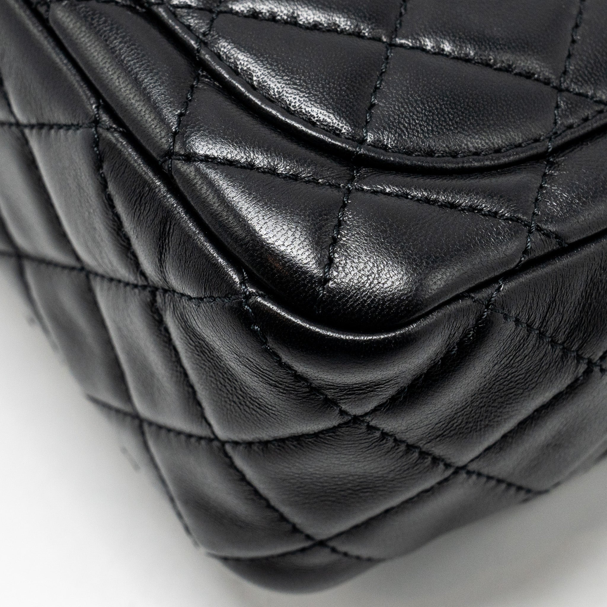 CHANEL PEARL CRUSH MINI SQUARE FLAP BAG LAMBSKIN BLACK GHW (MICROCHIP)