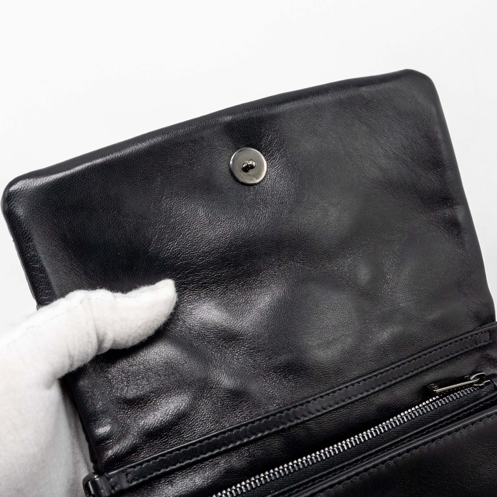 DIOR MINI CARO FLAP BAG CALFSKIN BLACK WITH BLACK HARDWARE
