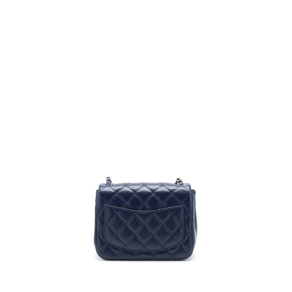 CHANEL MINI SQUARE FLAP BAG CAVIAR NAVY SHW