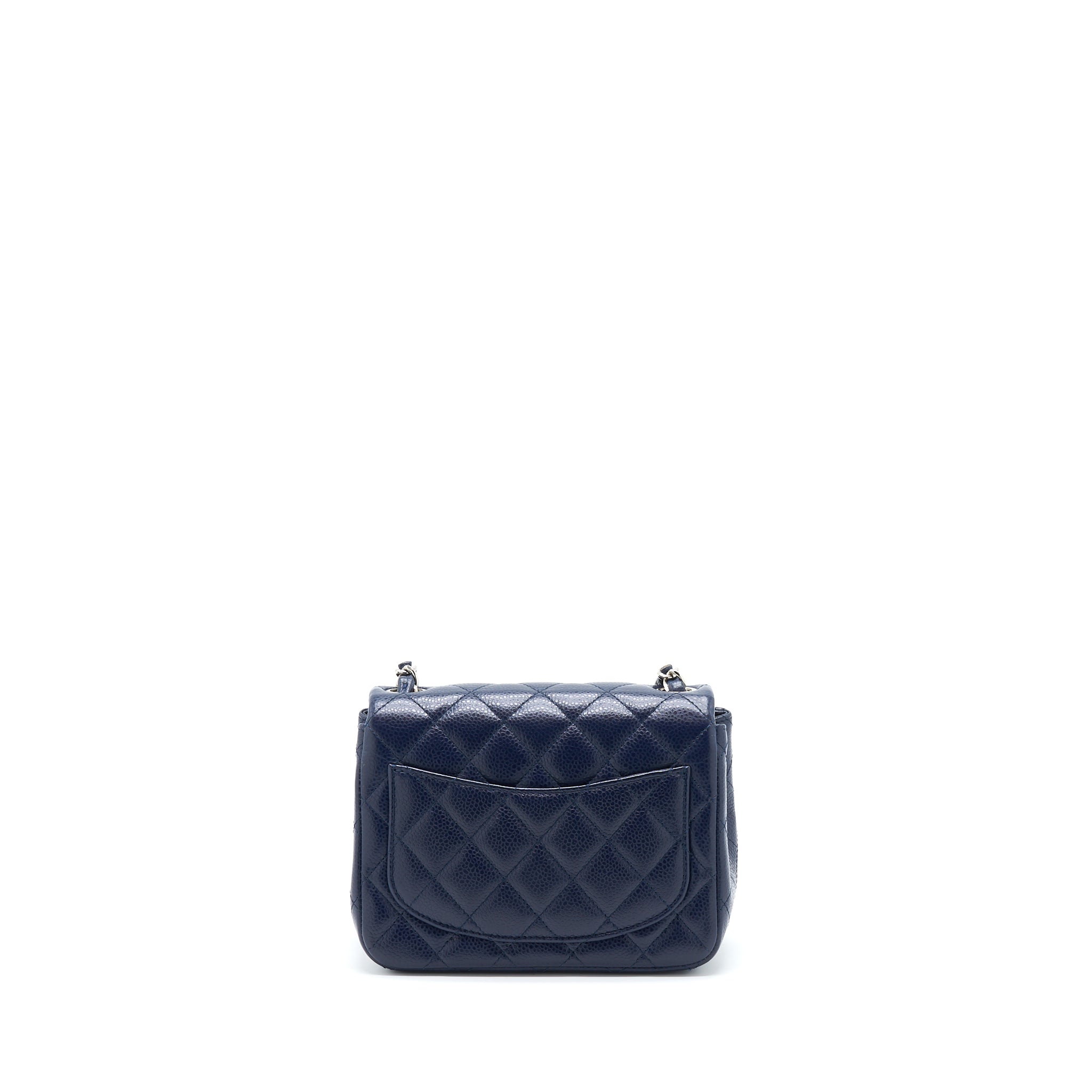 CHANEL MINI SQUARE FLAP BAG CAVIAR NAVY SHW
