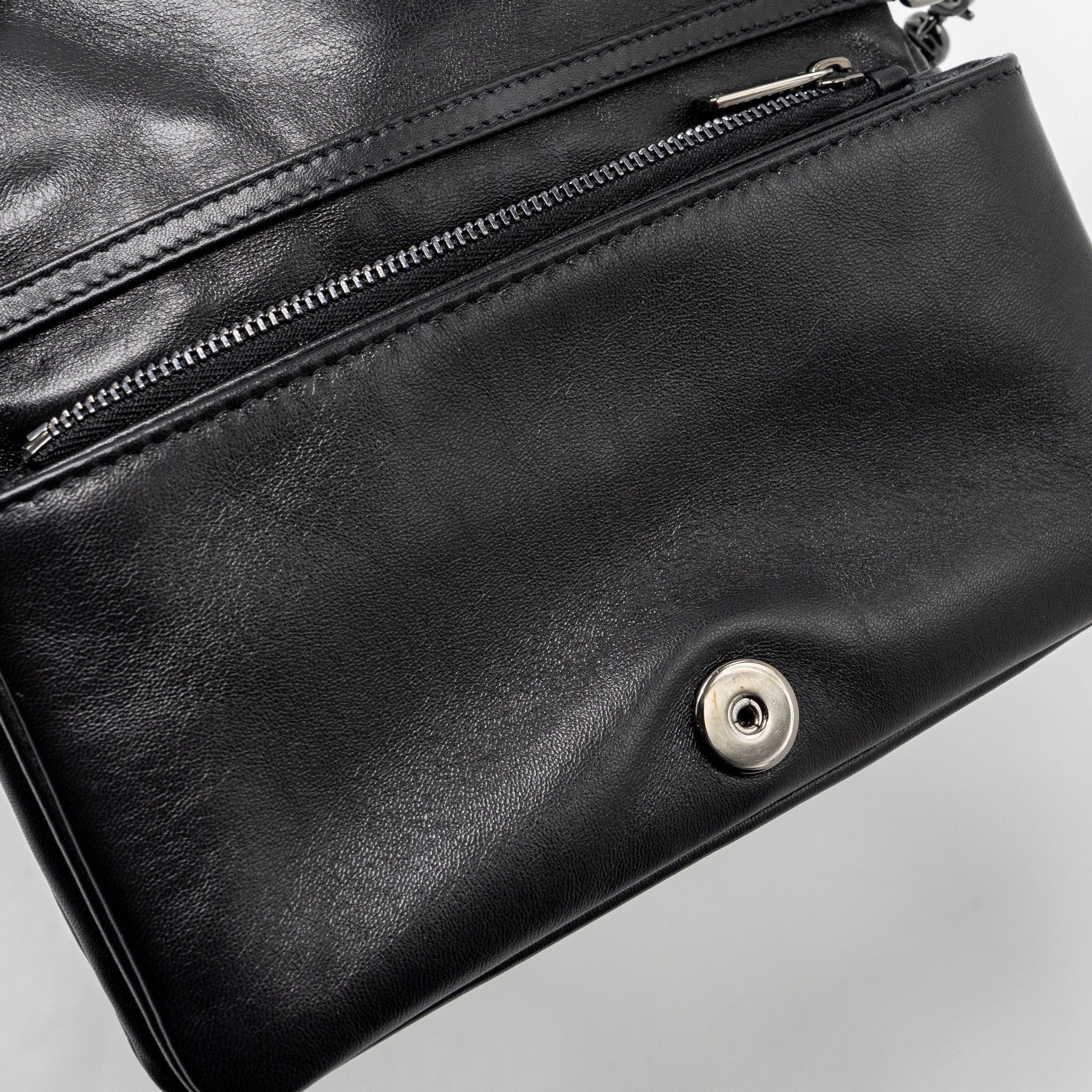 DIOR MINI CARO FLAP BAG CALFSKIN BLACK WITH BLACK HARDWARE