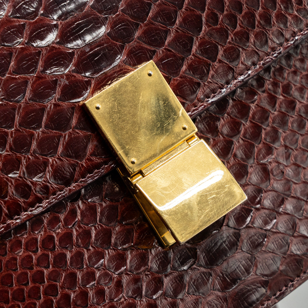 CELINE MEDIUM CLASSIC BOX BAG PYTHON BURGUNDY GHW
