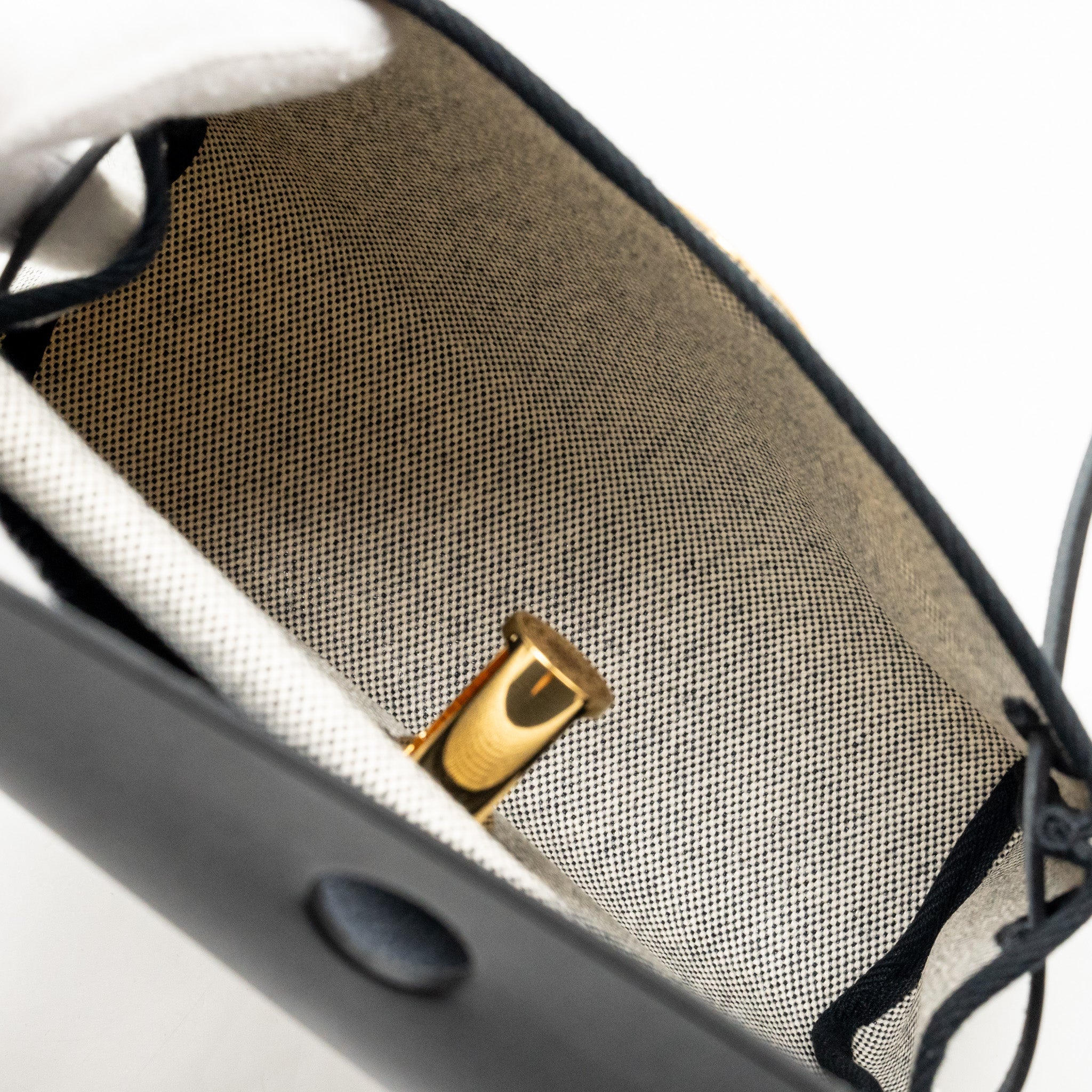 HERMES HERBAG MINI CANVAS/COWHIDE BLACK/ ECRU GHW