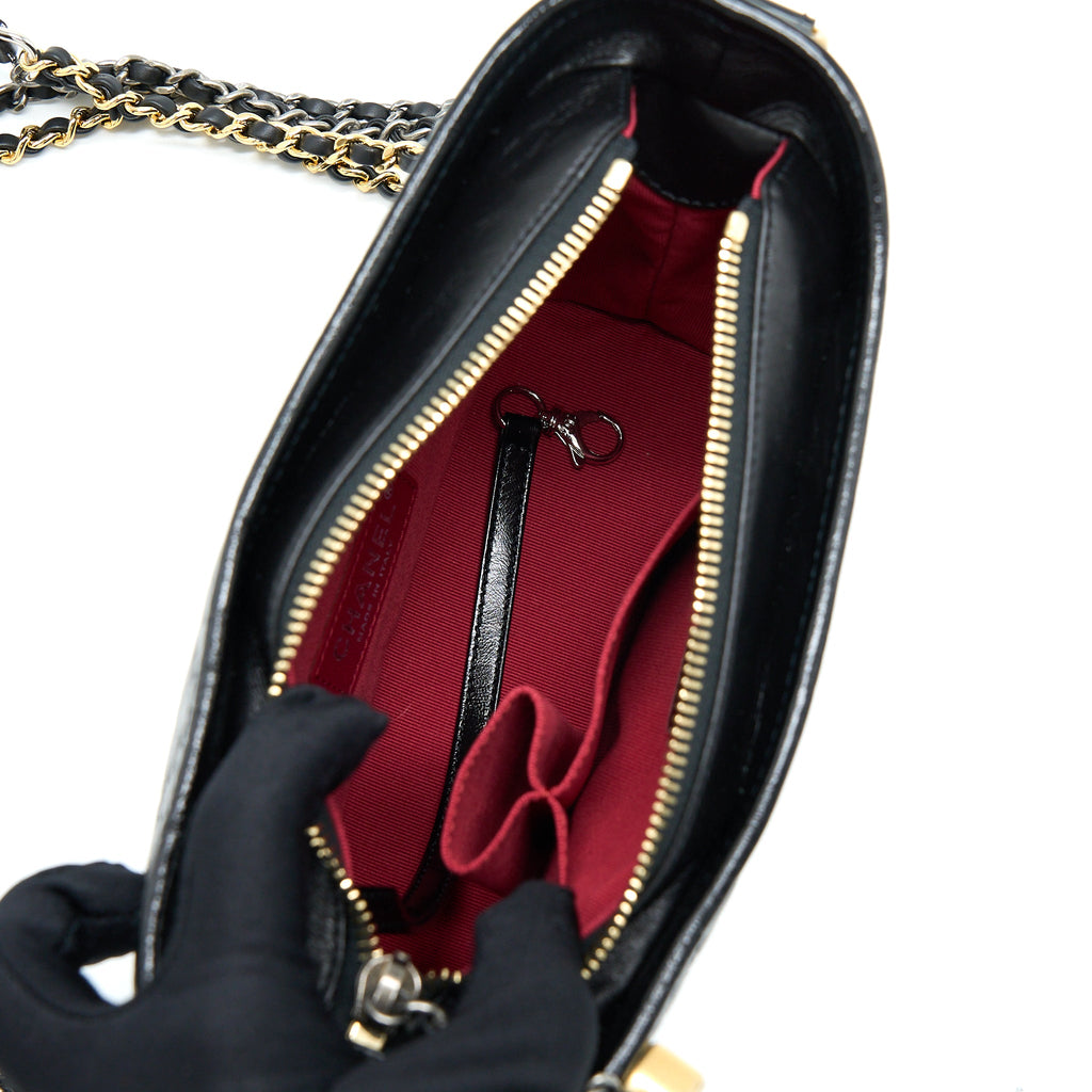 CHANEL SMALL GABRIELLE HOBO BAG BLACK WITH MULTICOLOUR HARDWARE (MICROCHIP)