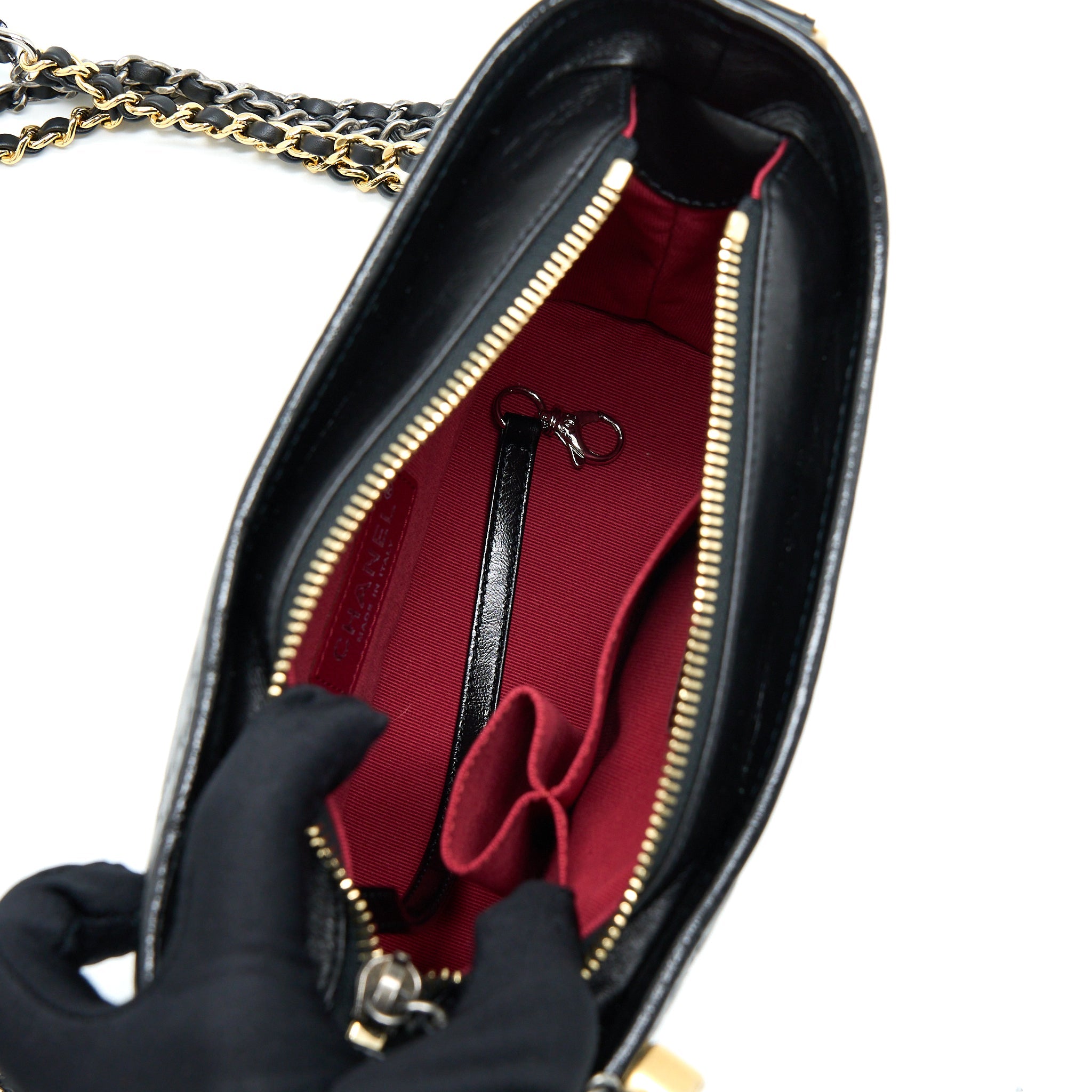 CHANEL SMALL GABRIELLE HOBO BAG BLACK WITH MULTICOLOUR HARDWARE (MICROCHIP)
