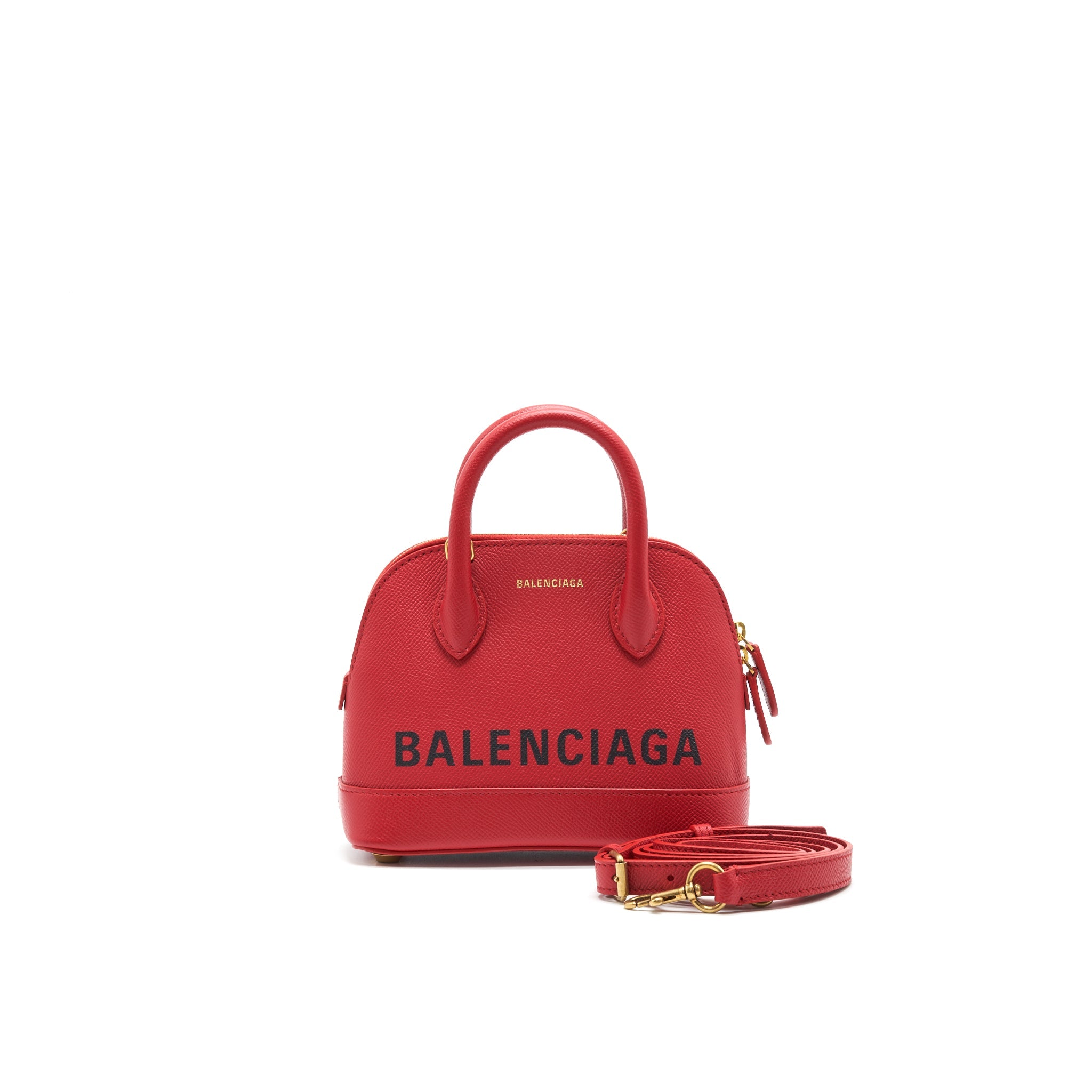 BALENCIAGA VILLE TOP HANDLE TOTE BAG XXS RED