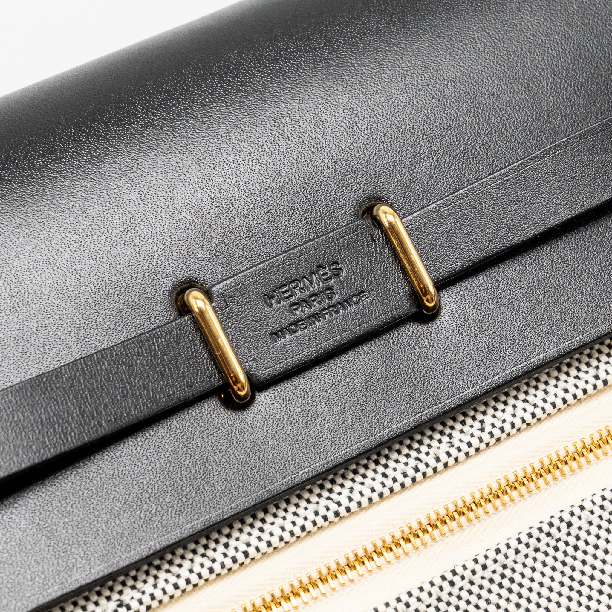 HERMES HERBAG MINI CANVAS/COWHIDE BLACK/ ECRU GHW