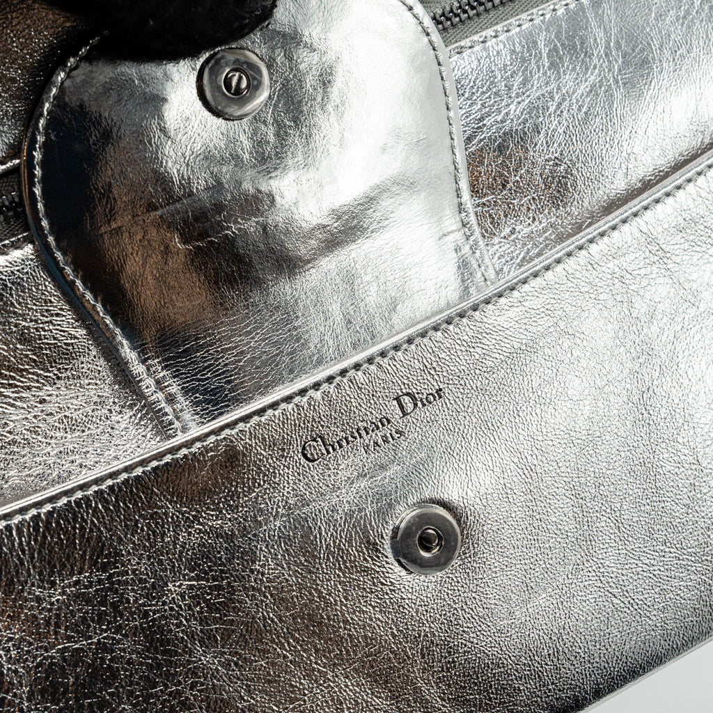DIOR DIORDOUBLE CLUTCH WITH CHAINS CALFSKIN ARGENT BLACK HARDWARE