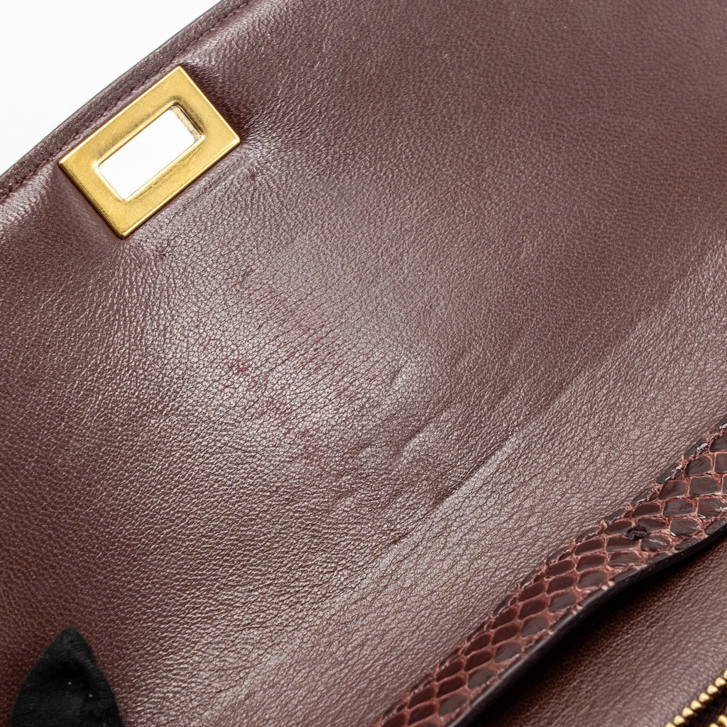 CELINE MEDIUM CLASSIC BOX BAG PYTHON BURGUNDY GHW