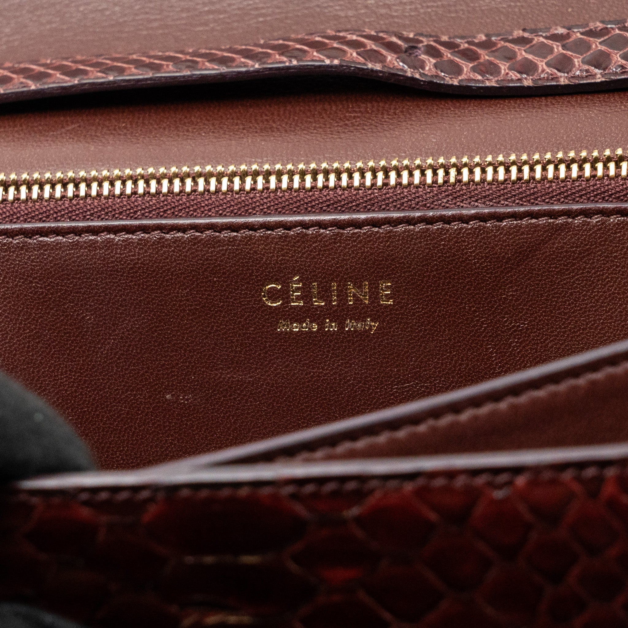 CELINE MEDIUM CLASSIC BOX BAG PYTHON BURGUNDY GHW