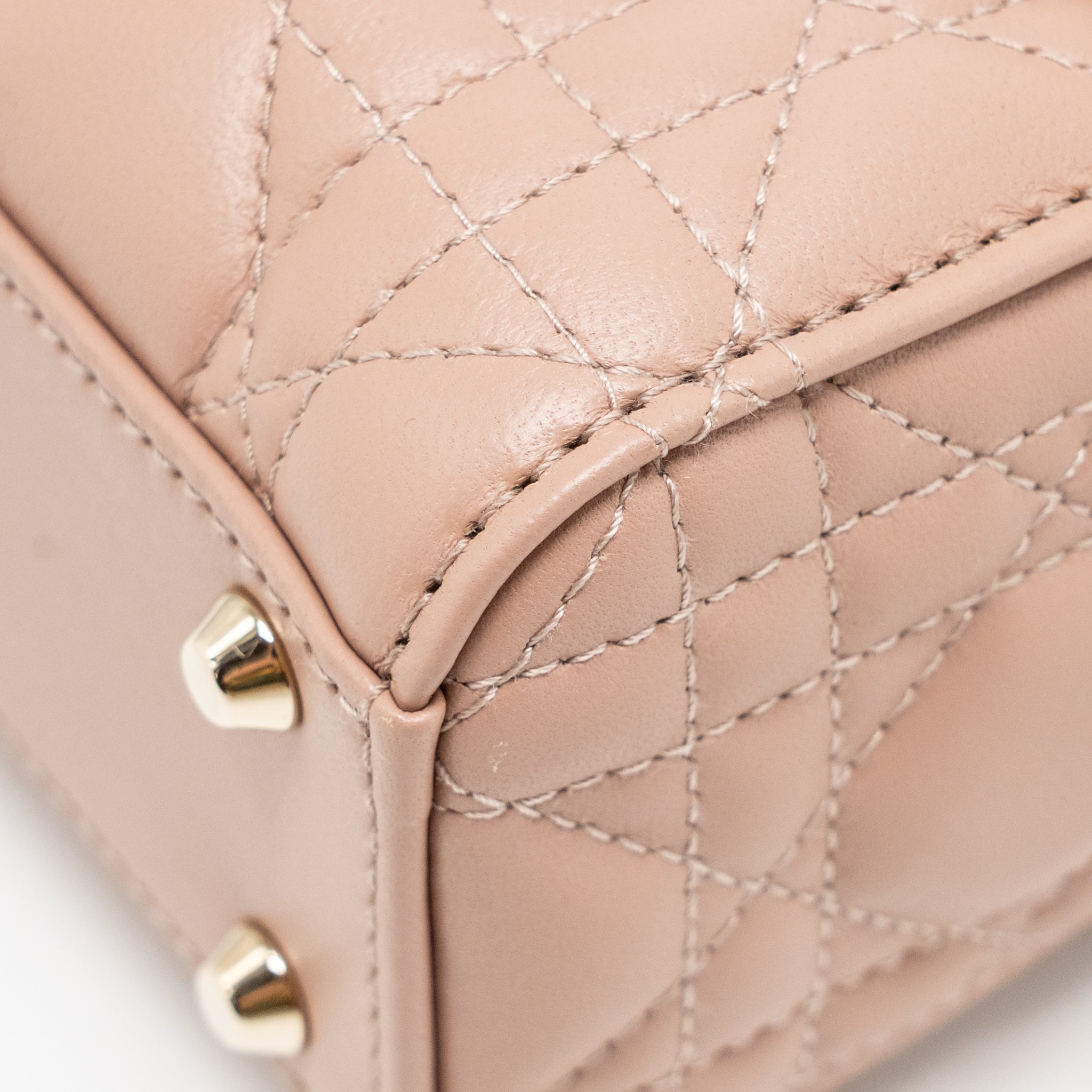 DIOR MINI LADY DIOR LAMBSKIN BLUSH LGHW