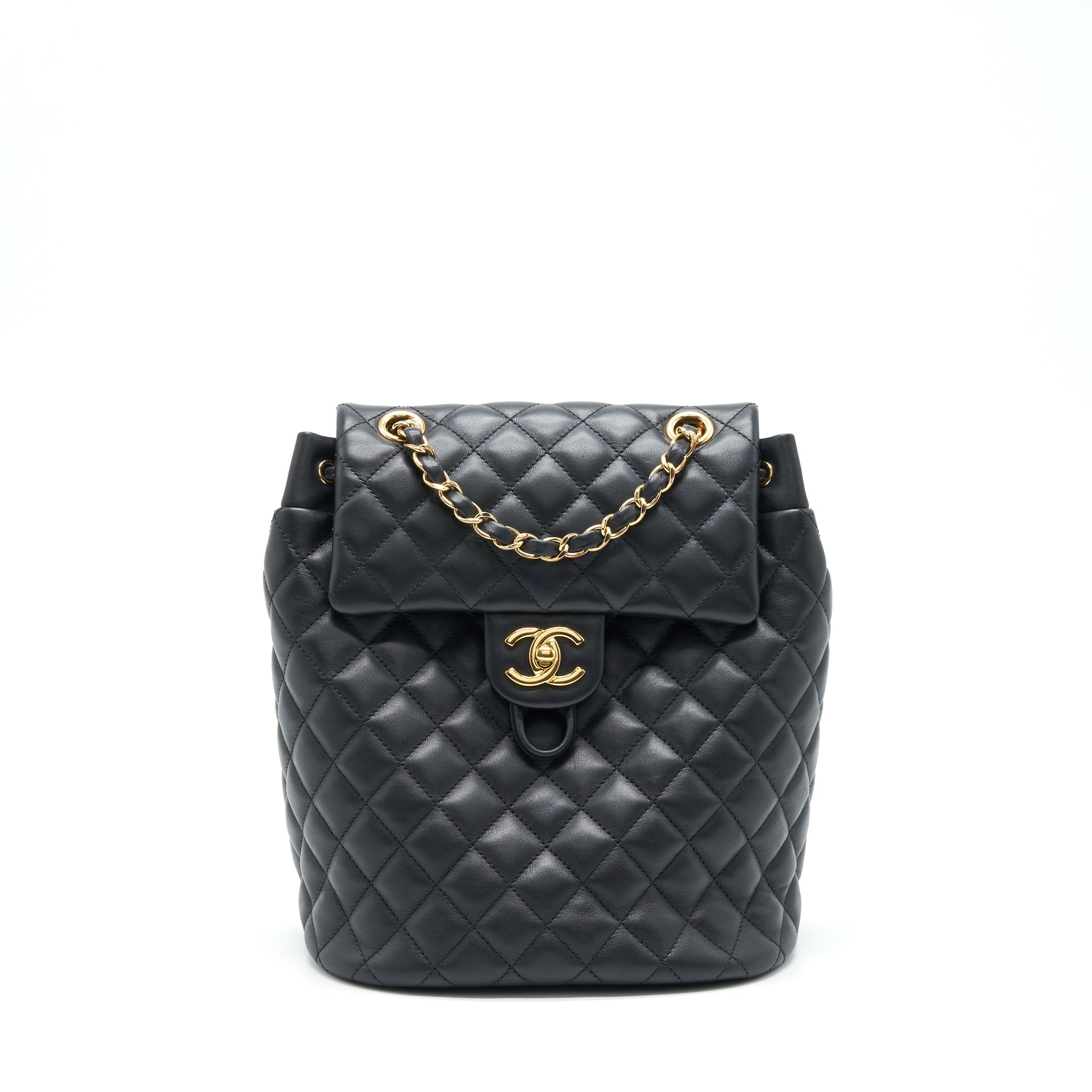 CHANEL QUILTED BACKPACK CALFSKIN BLACK GHW