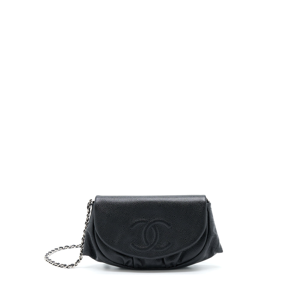 CHANEL HALF MOON WALLET ON CHAIN CAVIAR BLACK SHW