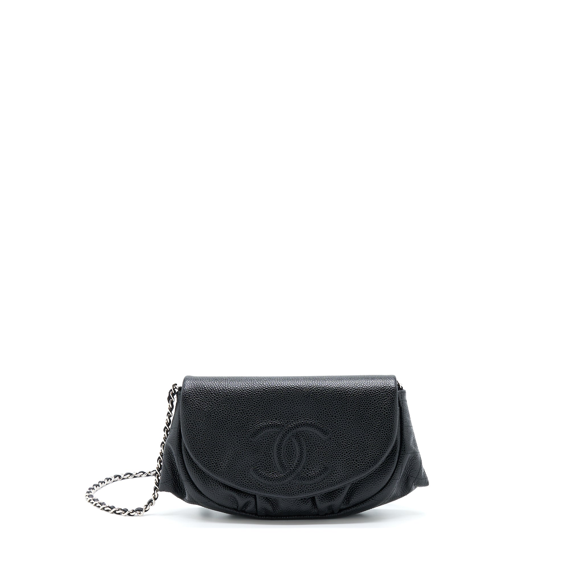 CHANEL HALF MOON WALLET ON CHAIN CAVIAR BLACK SHW