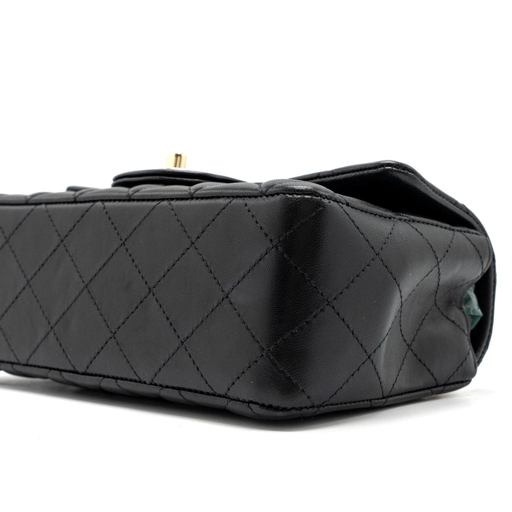 CHANEL MINI RECTANGULAR FLAP BAG LAMBSKIN BLACK LGHW (MICROCHIP)