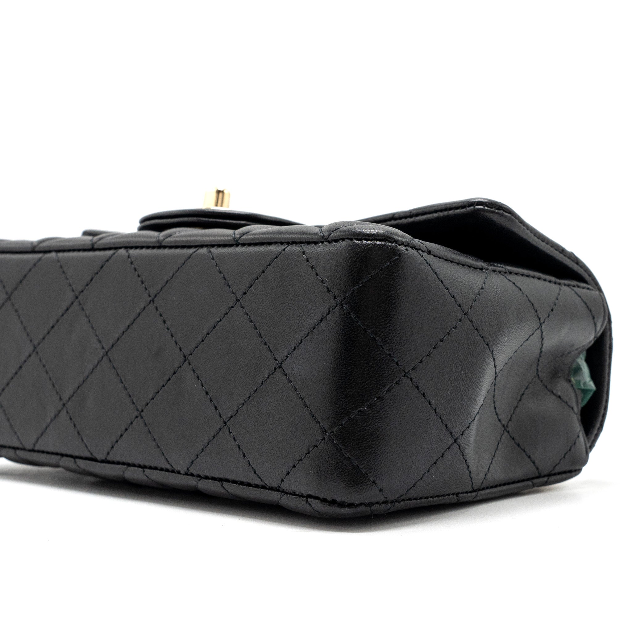 CHANEL MINI RECTANGULAR FLAP BAG LAMBSKIN BLACK LGHW (MICROCHIP)